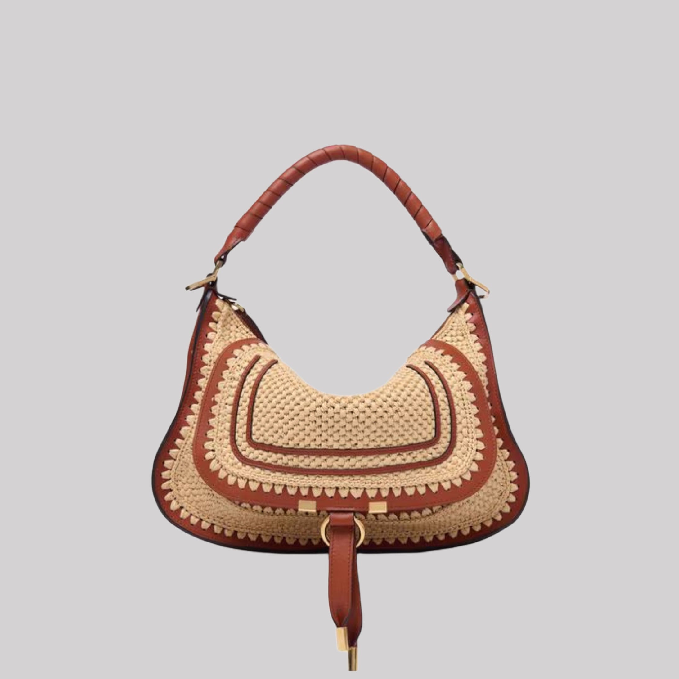 Small Marcie Shoulder Bag In Raffia-Effect
