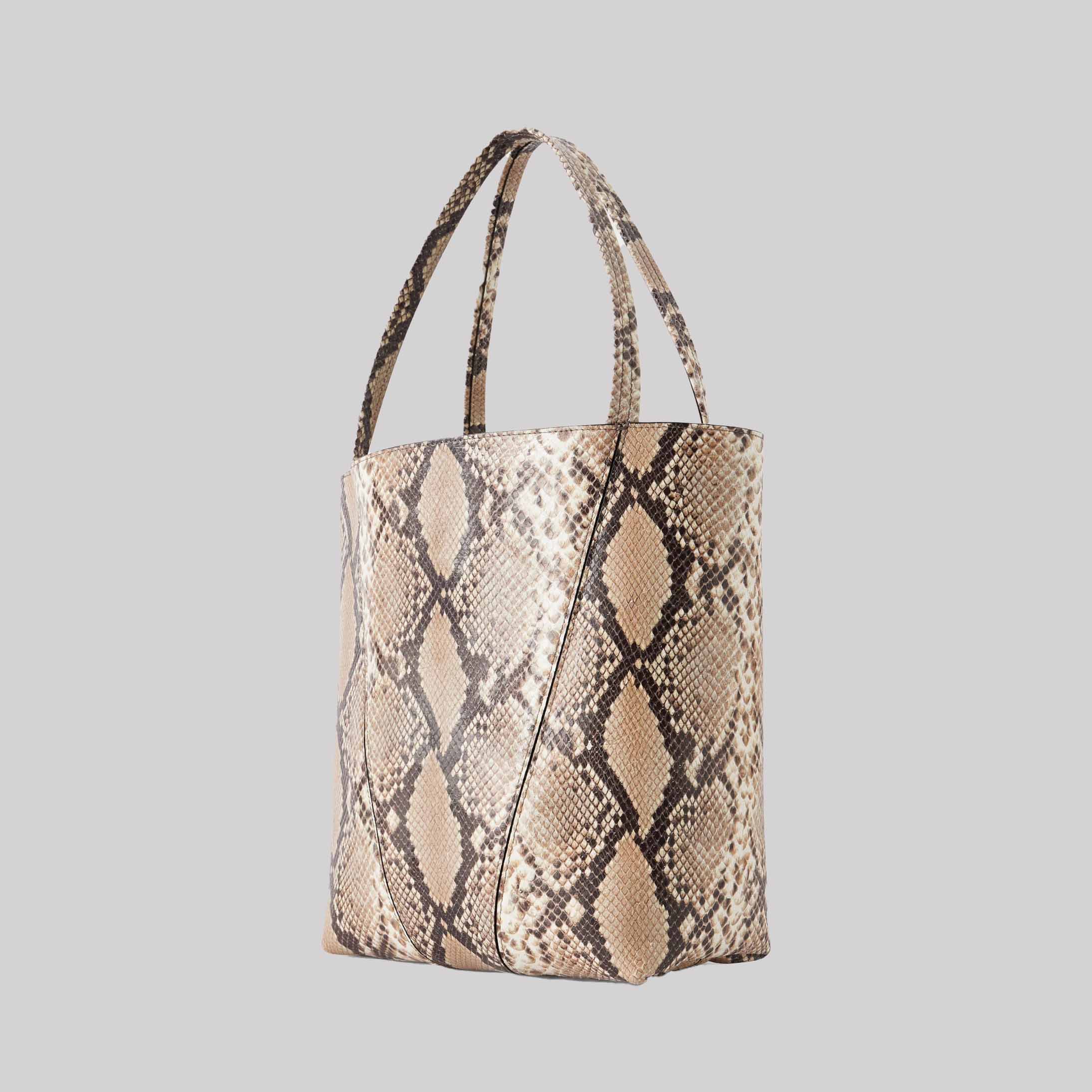 Spin Embellished Snake-Effect Leather Tote Bag
