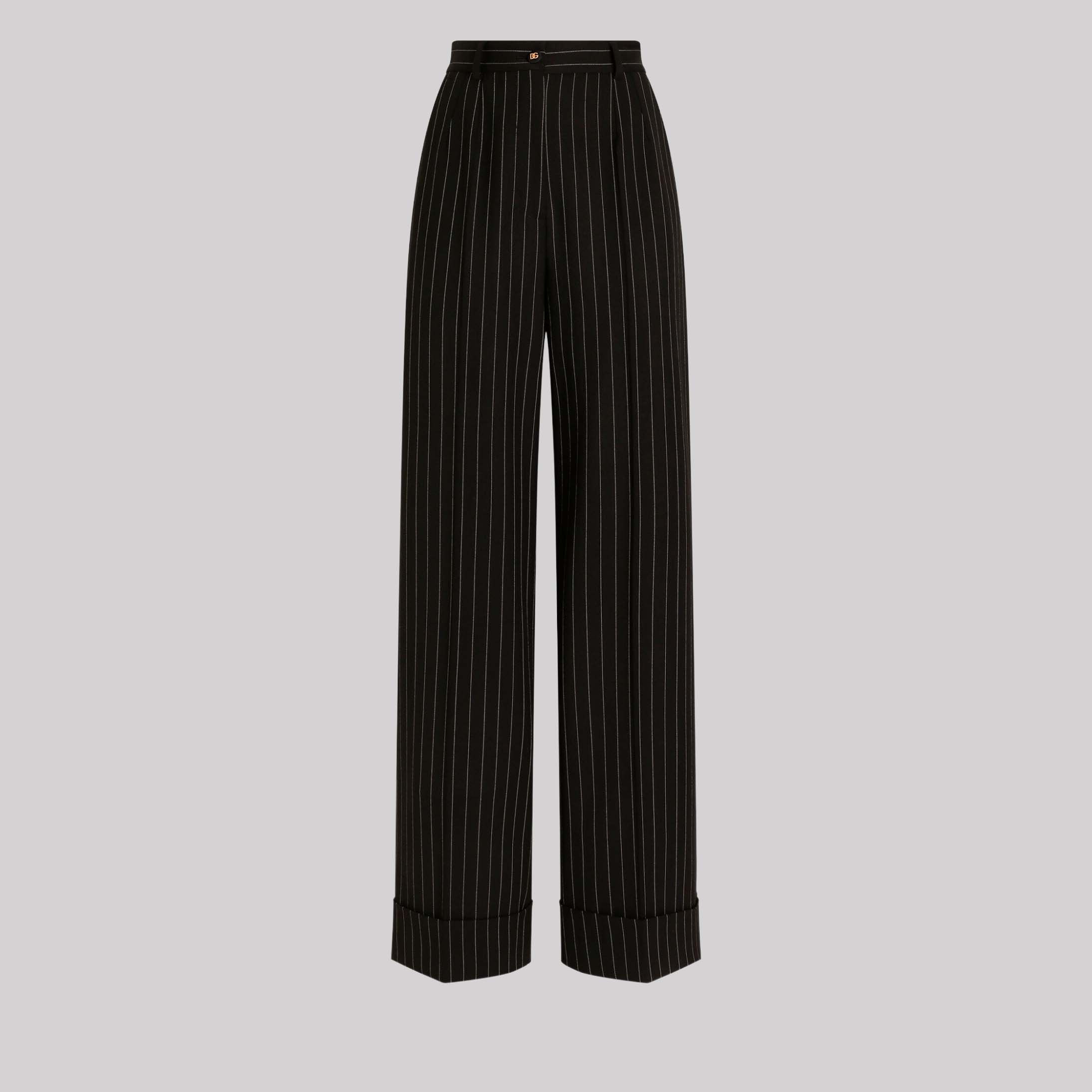 Pinstripe Bi-Stretch Wool Trousers