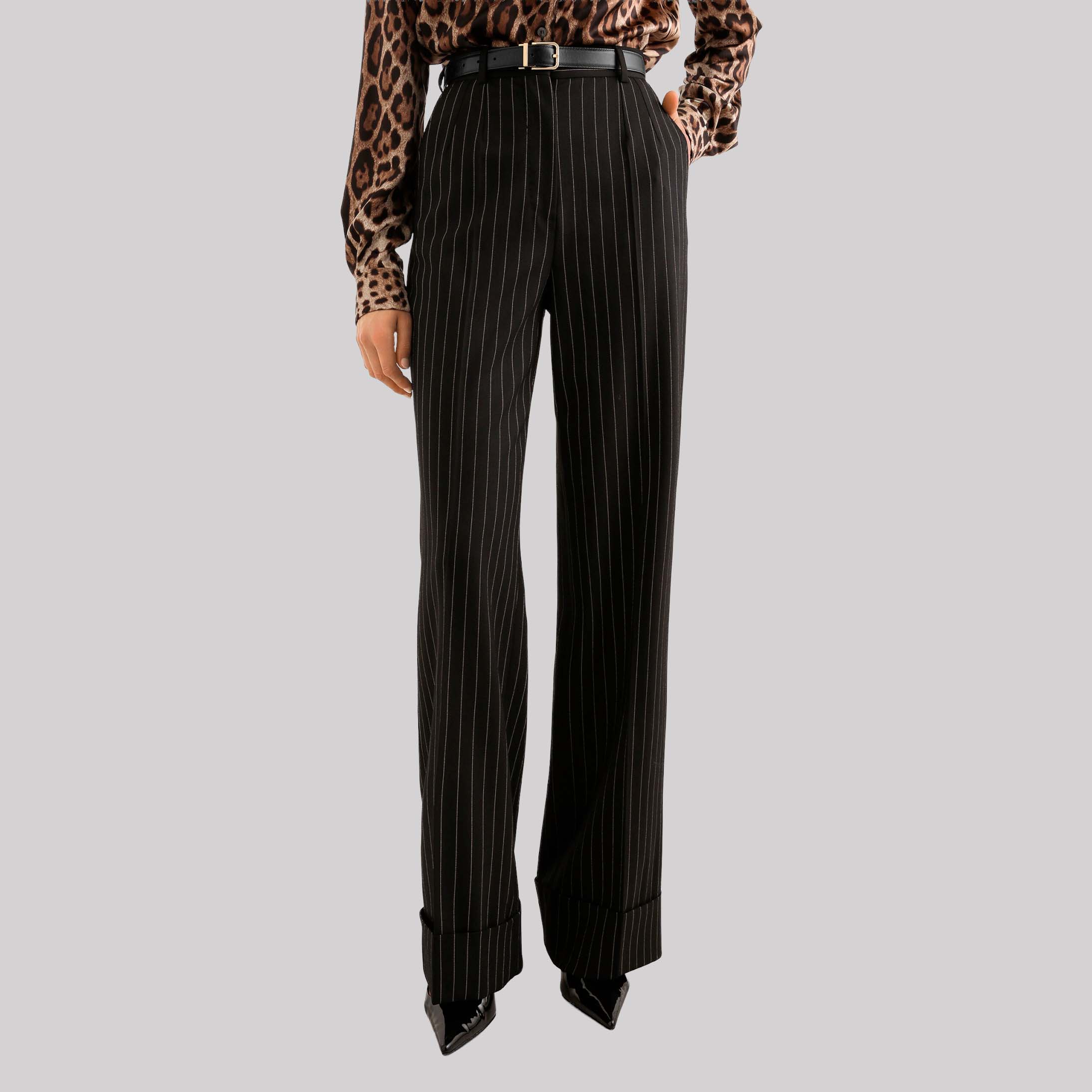 Pinstripe Bi-Stretch Wool Trousers