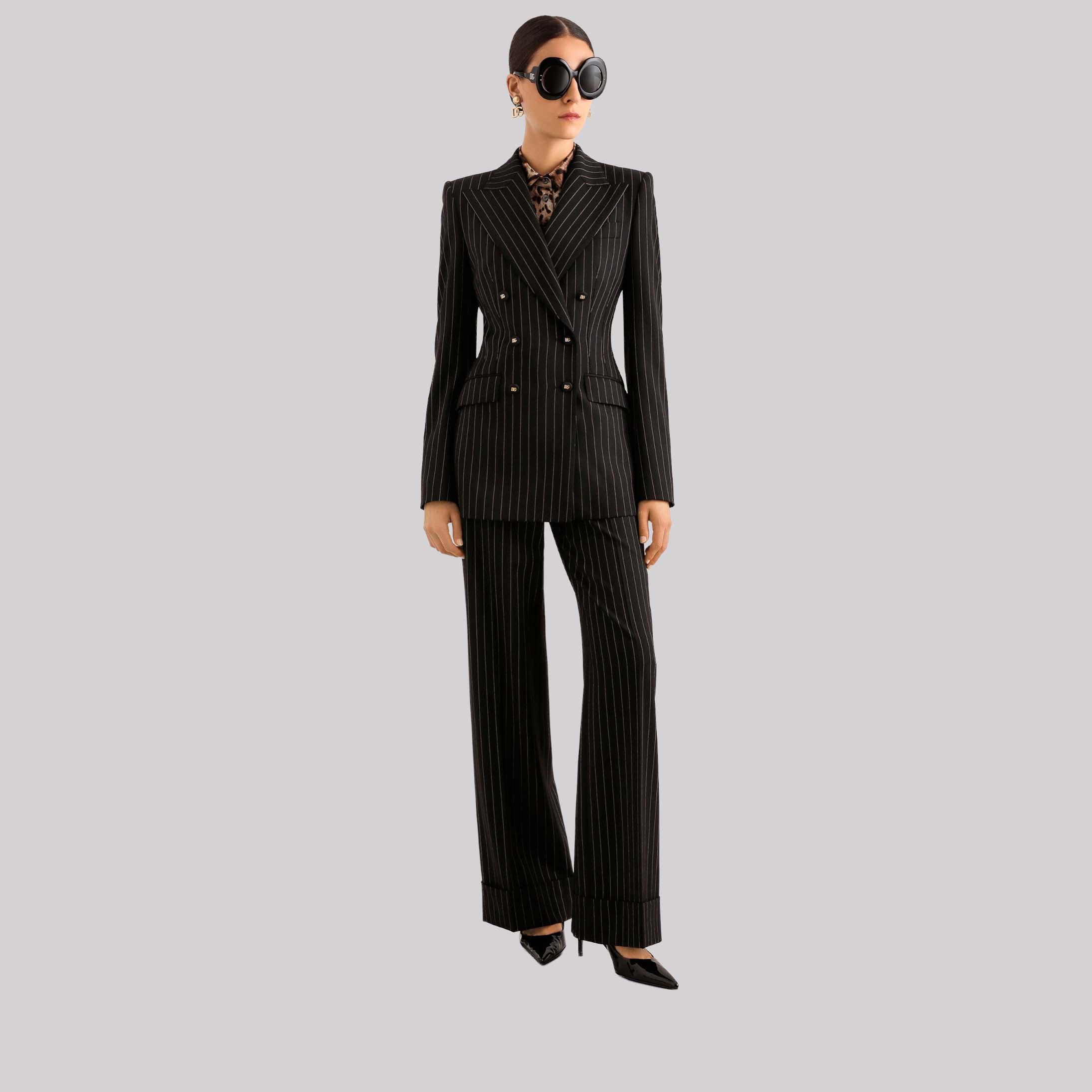Pinstripe Bi-Stretch Wool Trousers