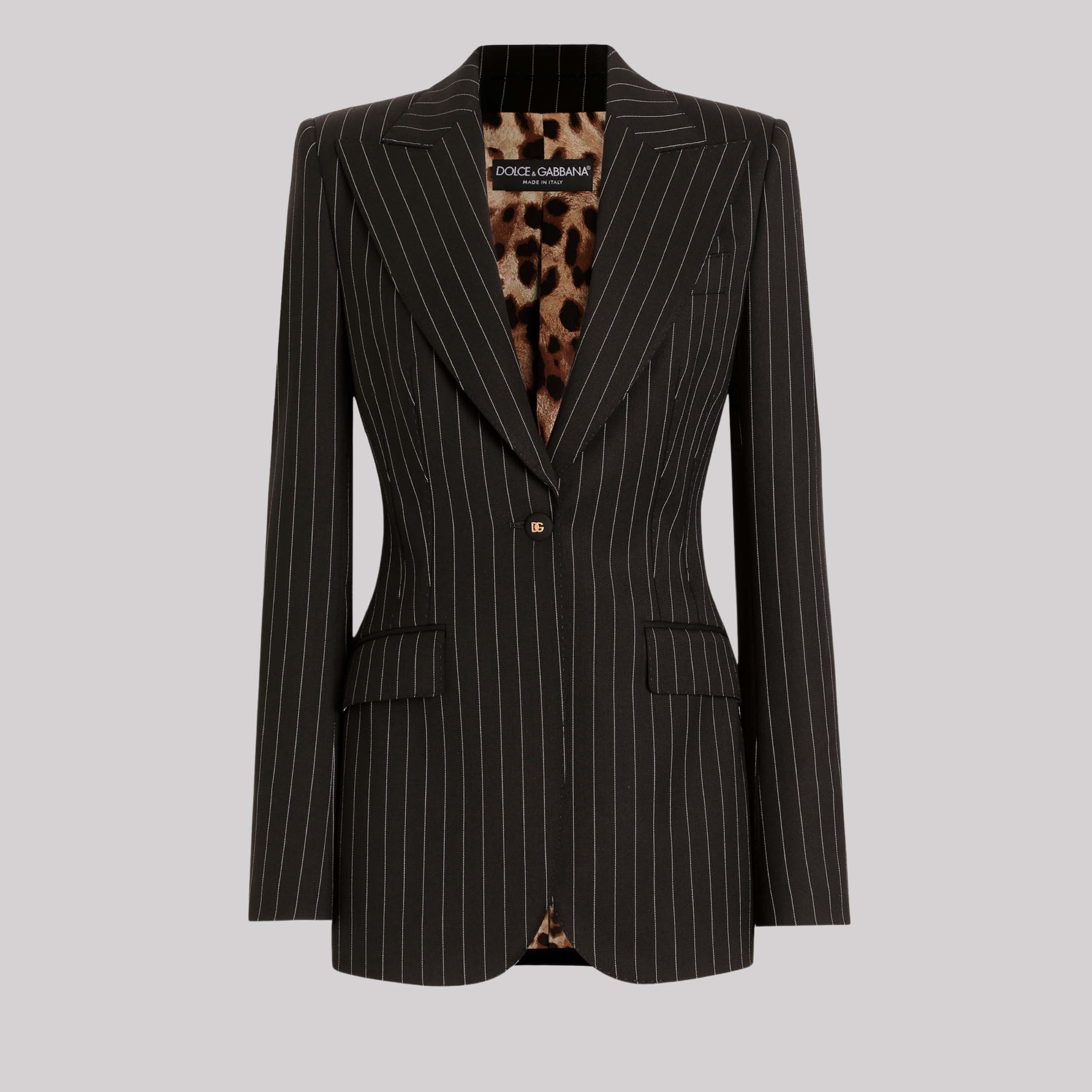 Single-Breasted Pinstripe Wool Jacket