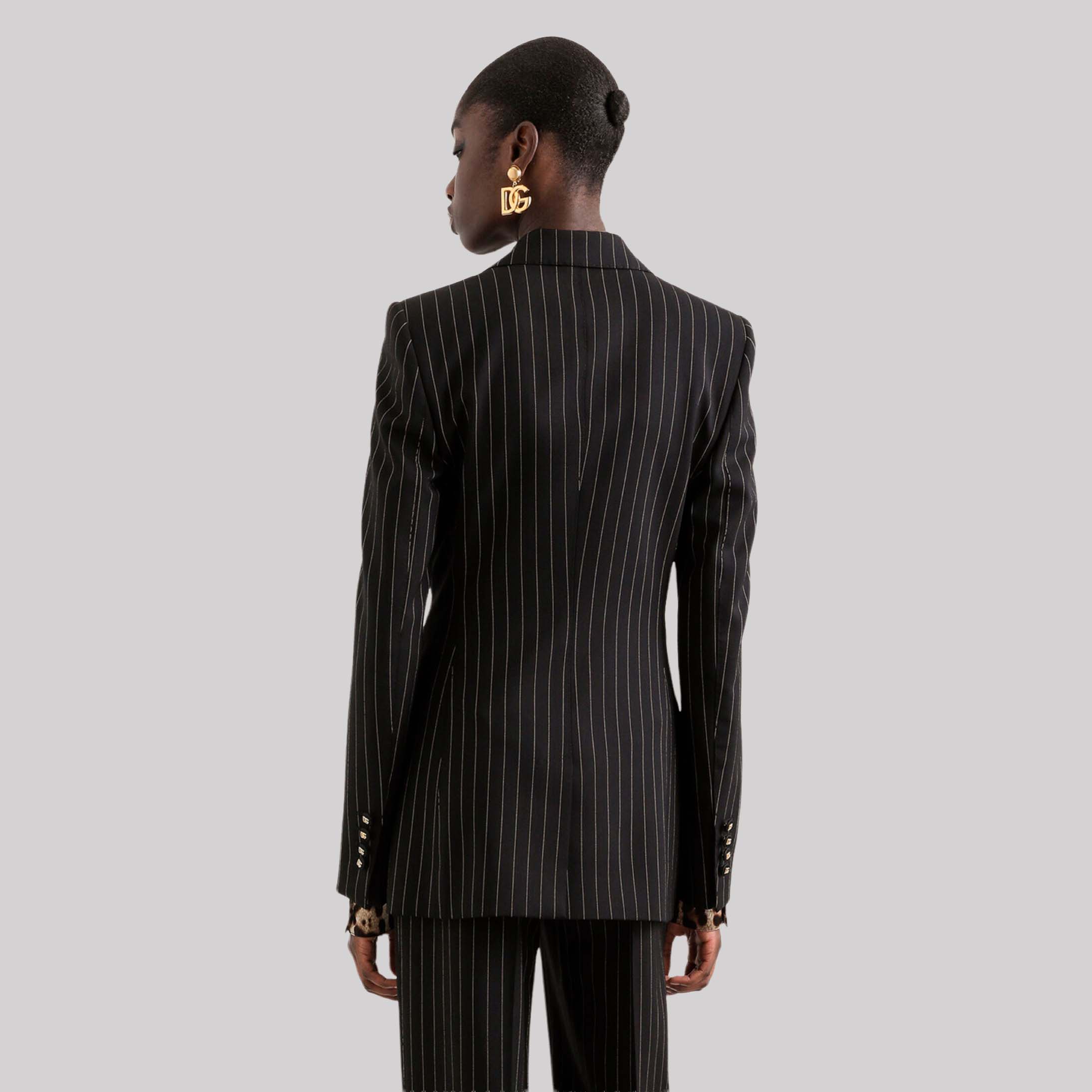 Single-Breasted Pinstripe Wool Jacket