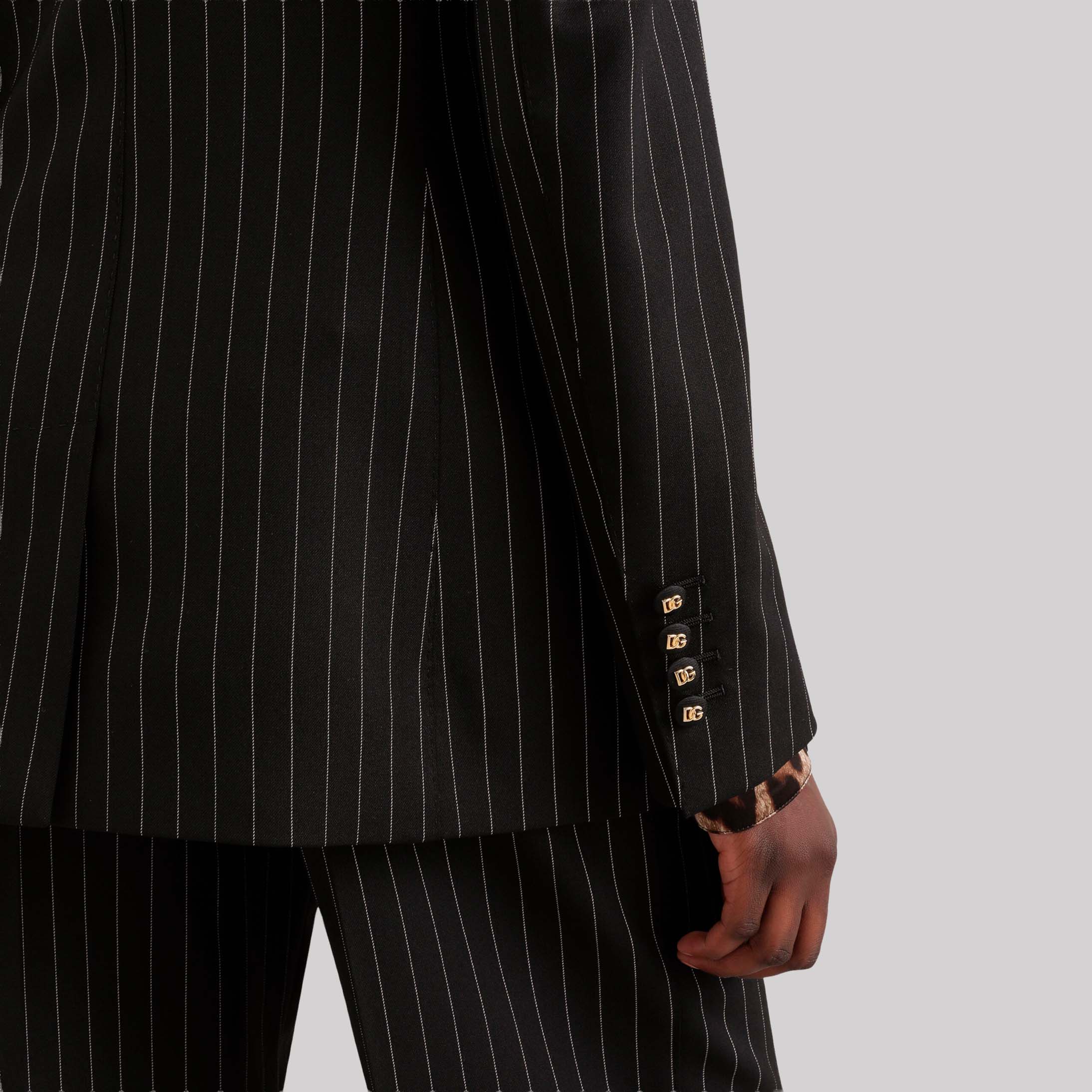 Single-Breasted Pinstripe Wool Jacket