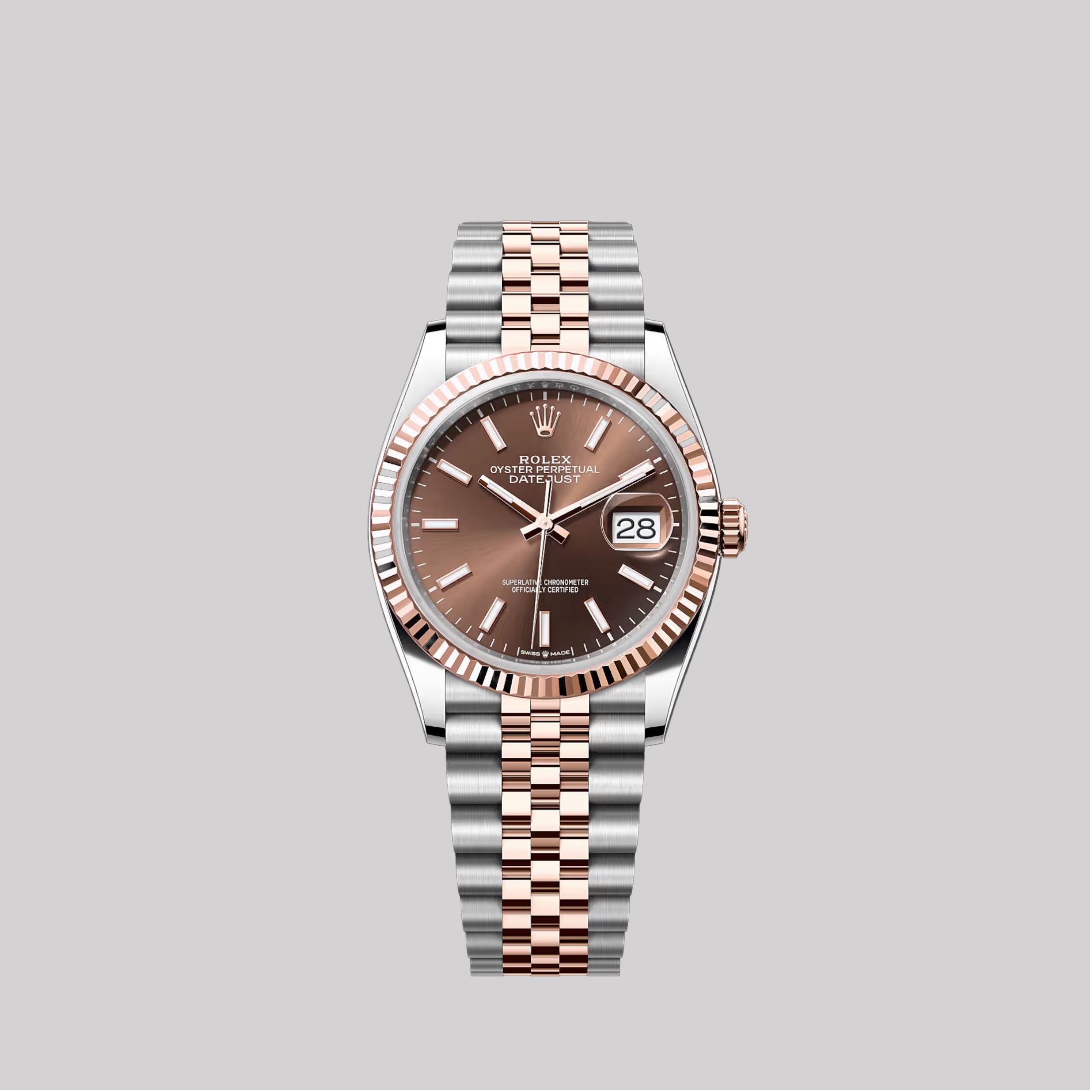 Date Just 36 Two Tone Rose Gold and Chocolate Dial