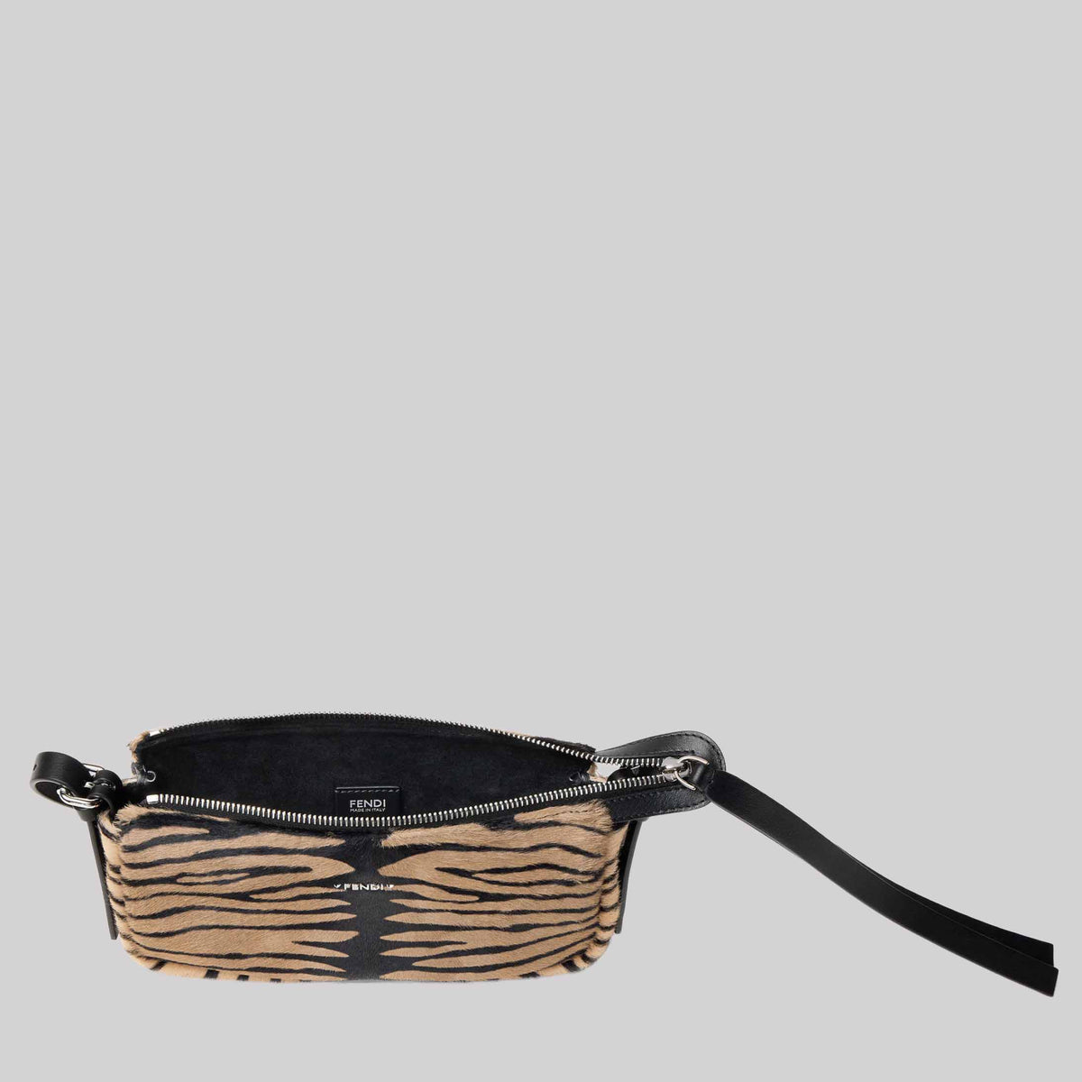 Zipper Top Small Tiger-Print Cavallino Leather Bag