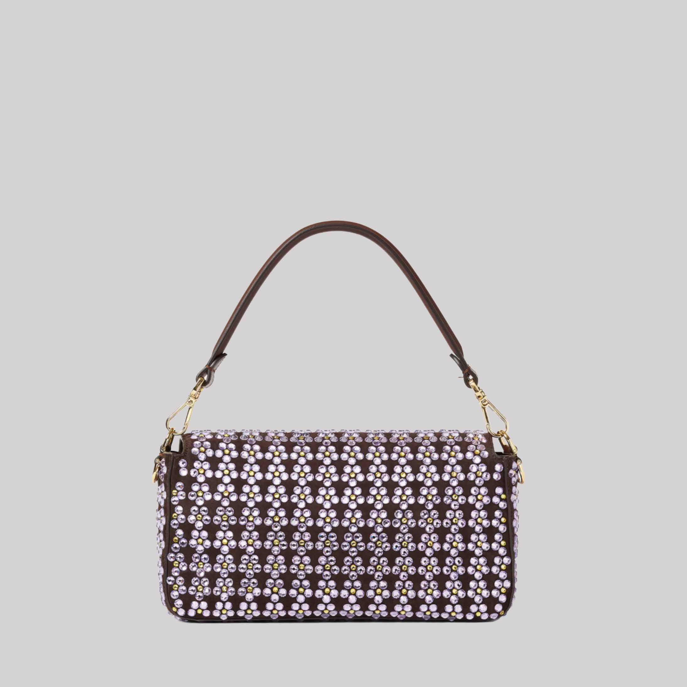 Baguette® Blooming Crystals Mahogany Leather Bag