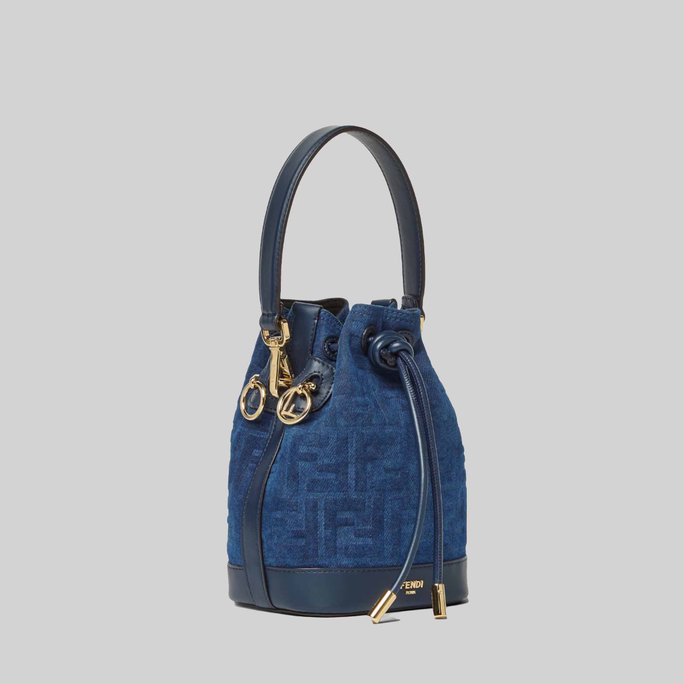 Mon Tresor Blue FF Denim Flocked Mini-Bag