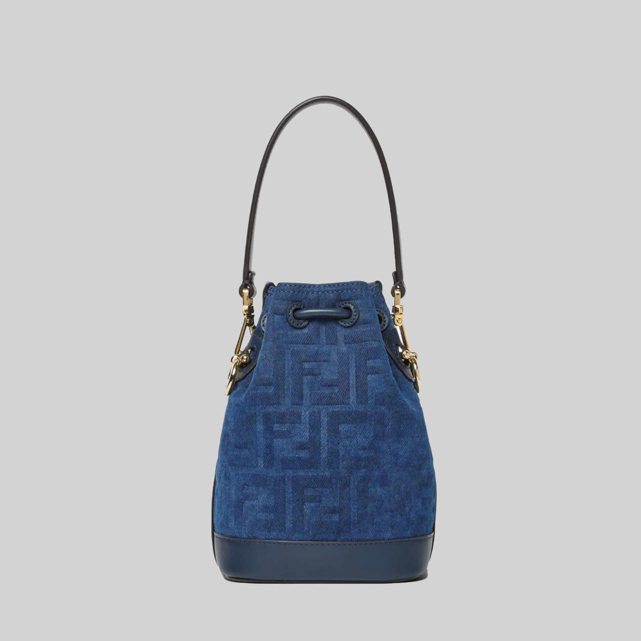 Mon Tresor Blue FF Denim Flocked Mini-Bag