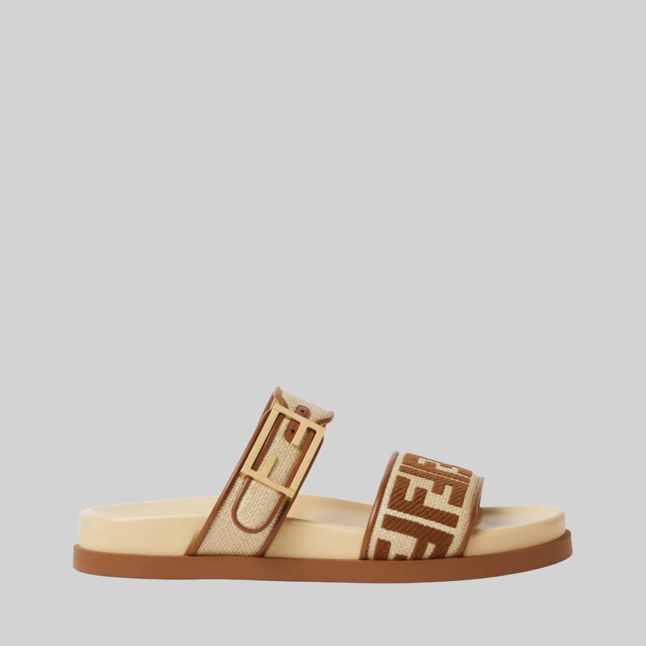 Fendi Feel Beige Raffia-Effect Material
