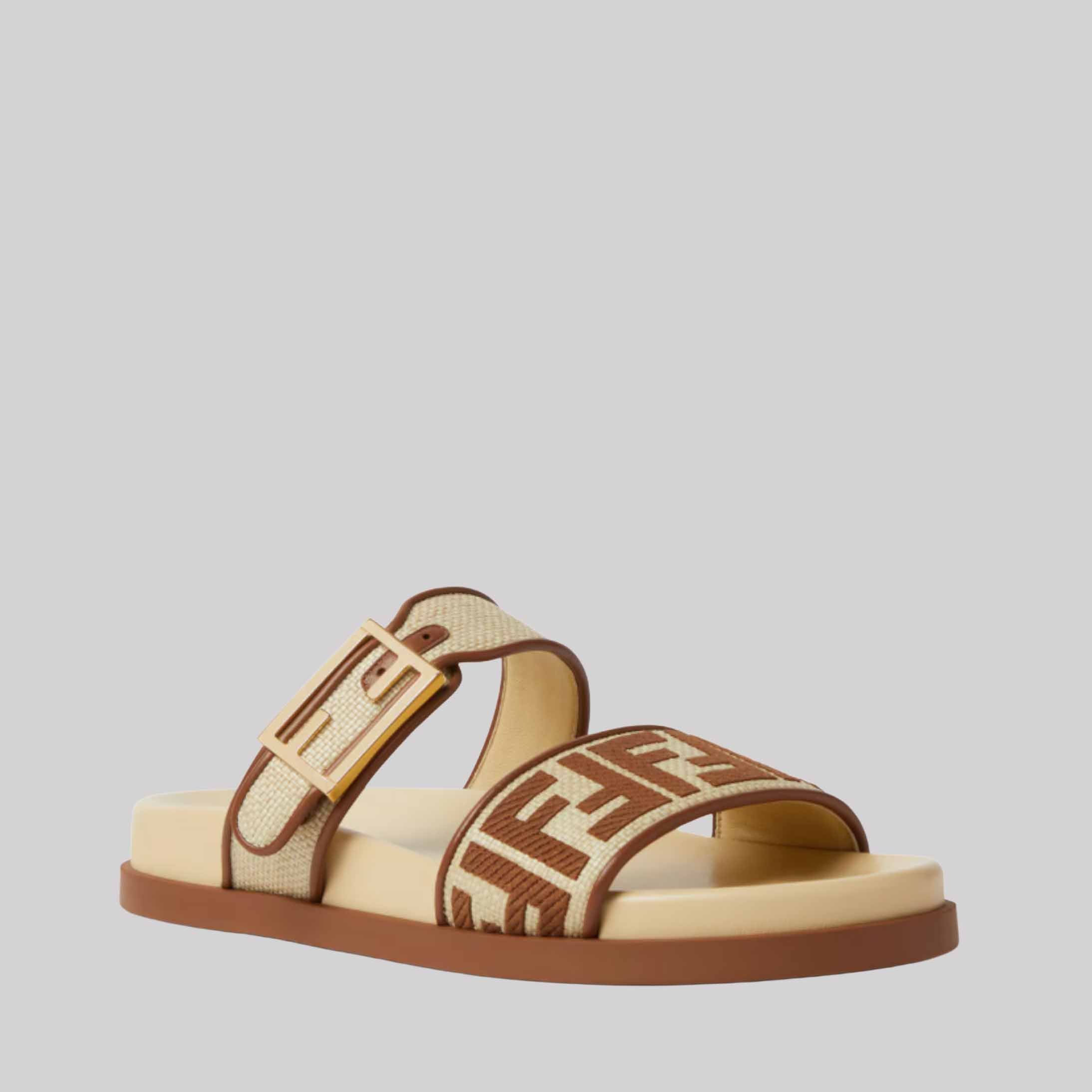 Fendi Feel Beige Raffia-Effect Material