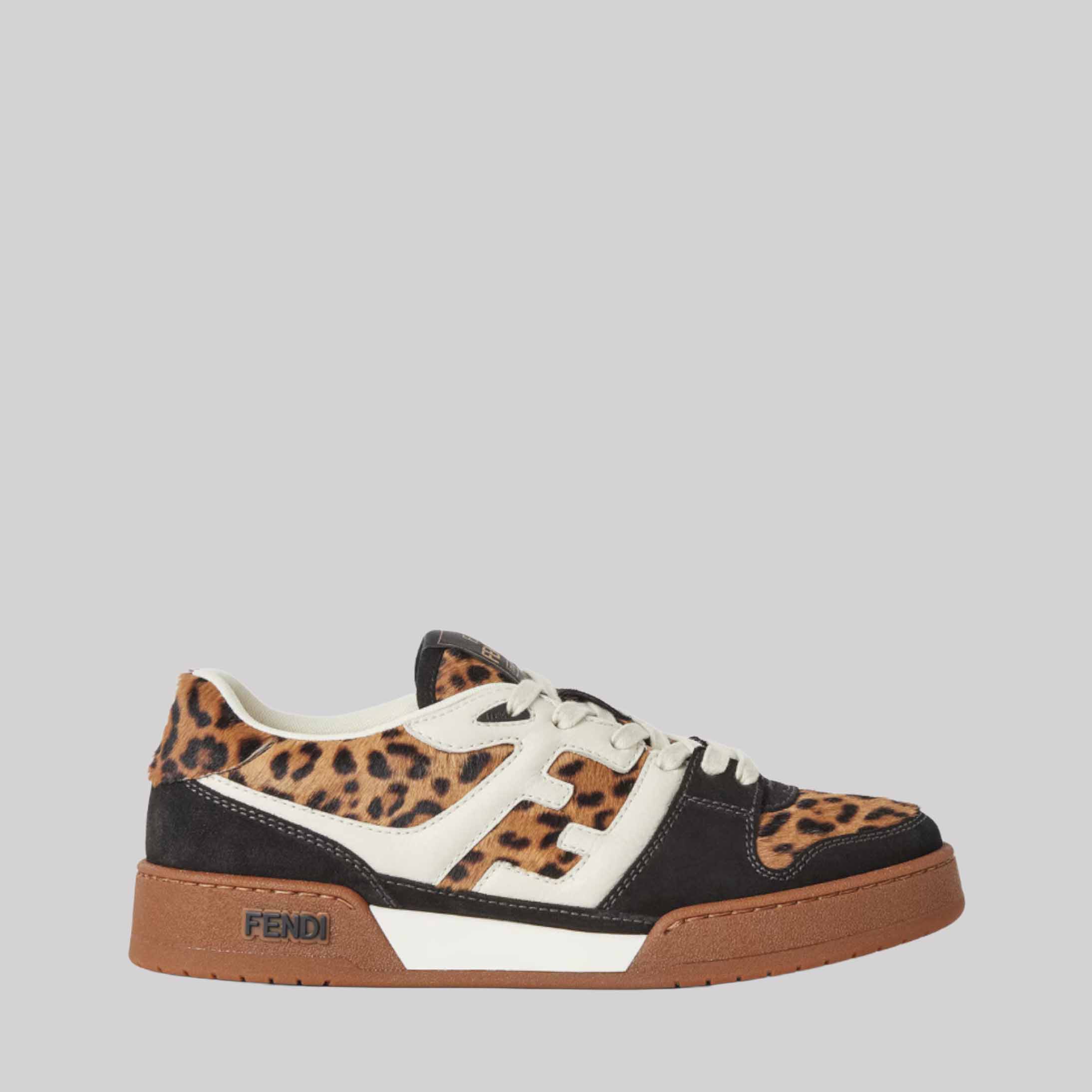 Fendi Match Low-Top Platform In Multicolor Cavallino Calfskin And Suede