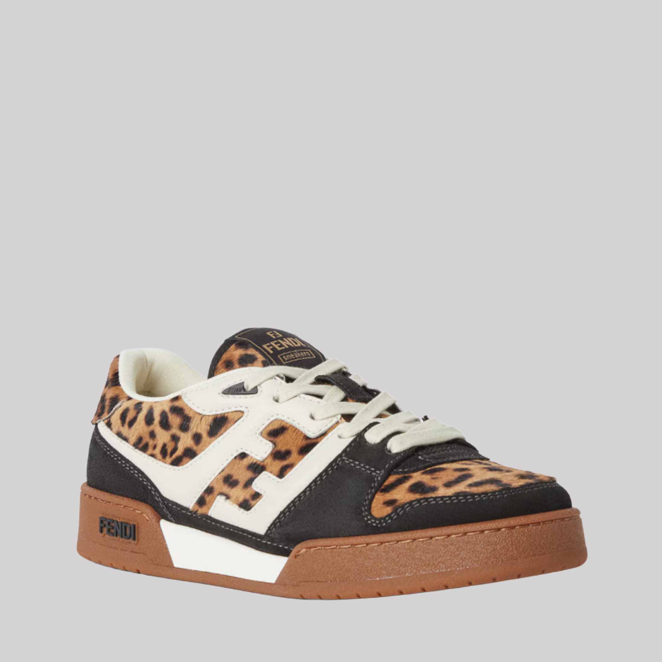 Fendi Match Low-Top Platform In Multicolor Cavallino Calfskin And Suede