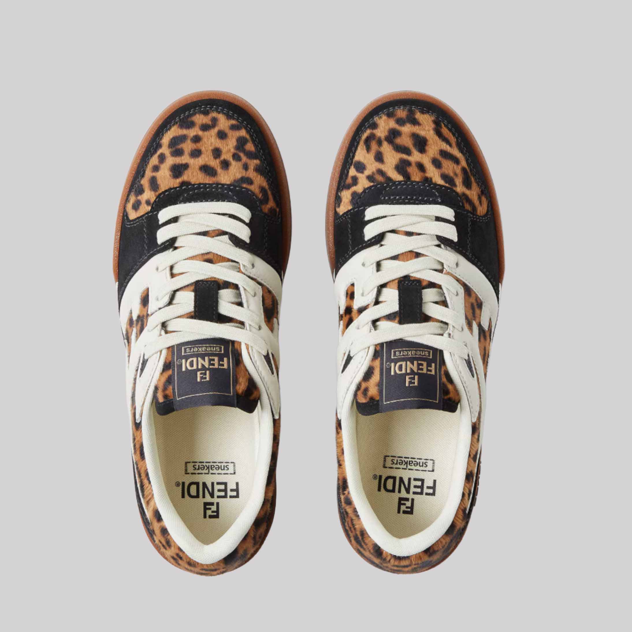 Fendi Match Low-Top Platform In Multicolor Cavallino Calfskin And Suede