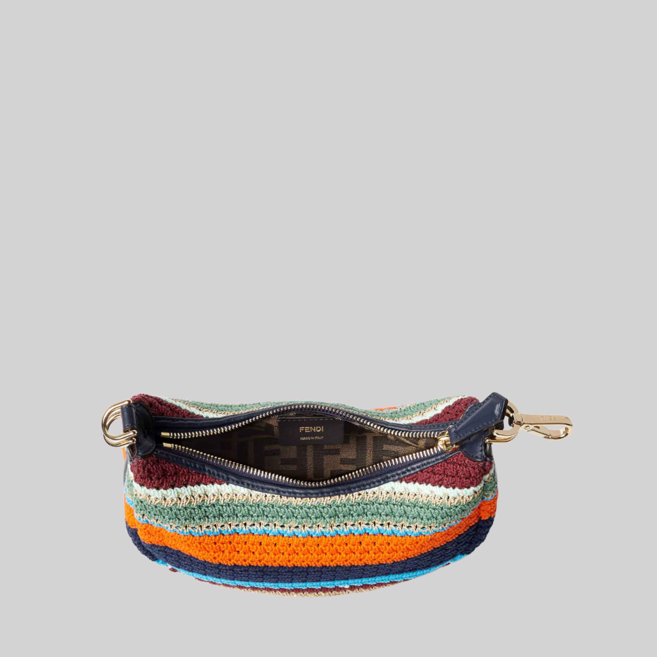 Fendigraphy Mini Of Raffia Effect Material And Multicolored Cotton Crochet