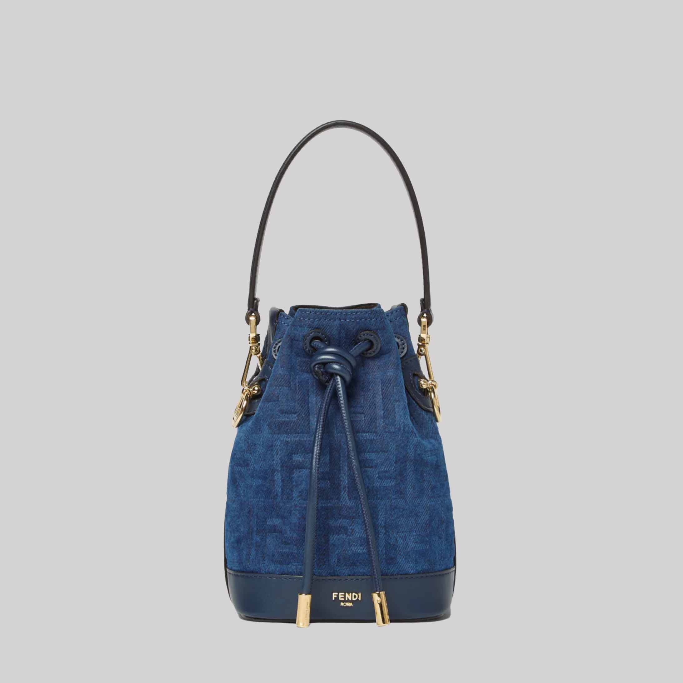 Mon Tresor Blue FF Denim Flocked Mini-Bag