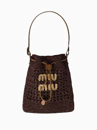 Miu Miu: Pouch Rafia Marron