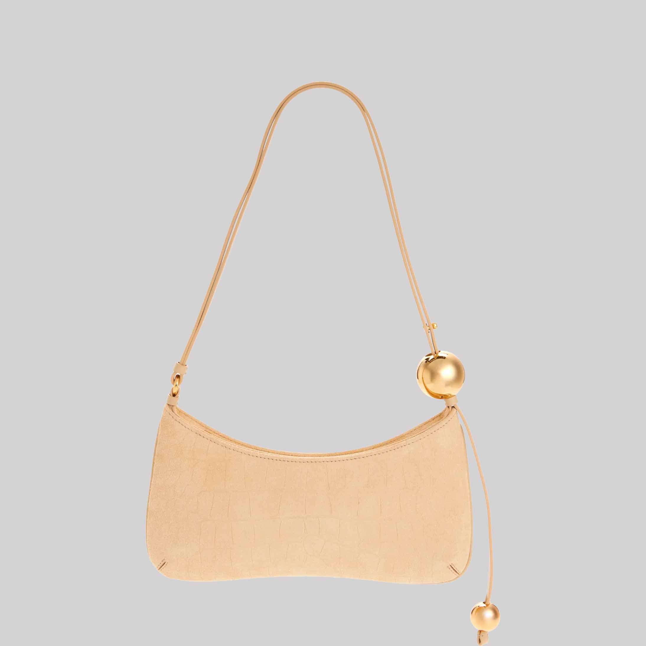 Le Bisou Perle Croc Embossed Suede Shoulder Bag