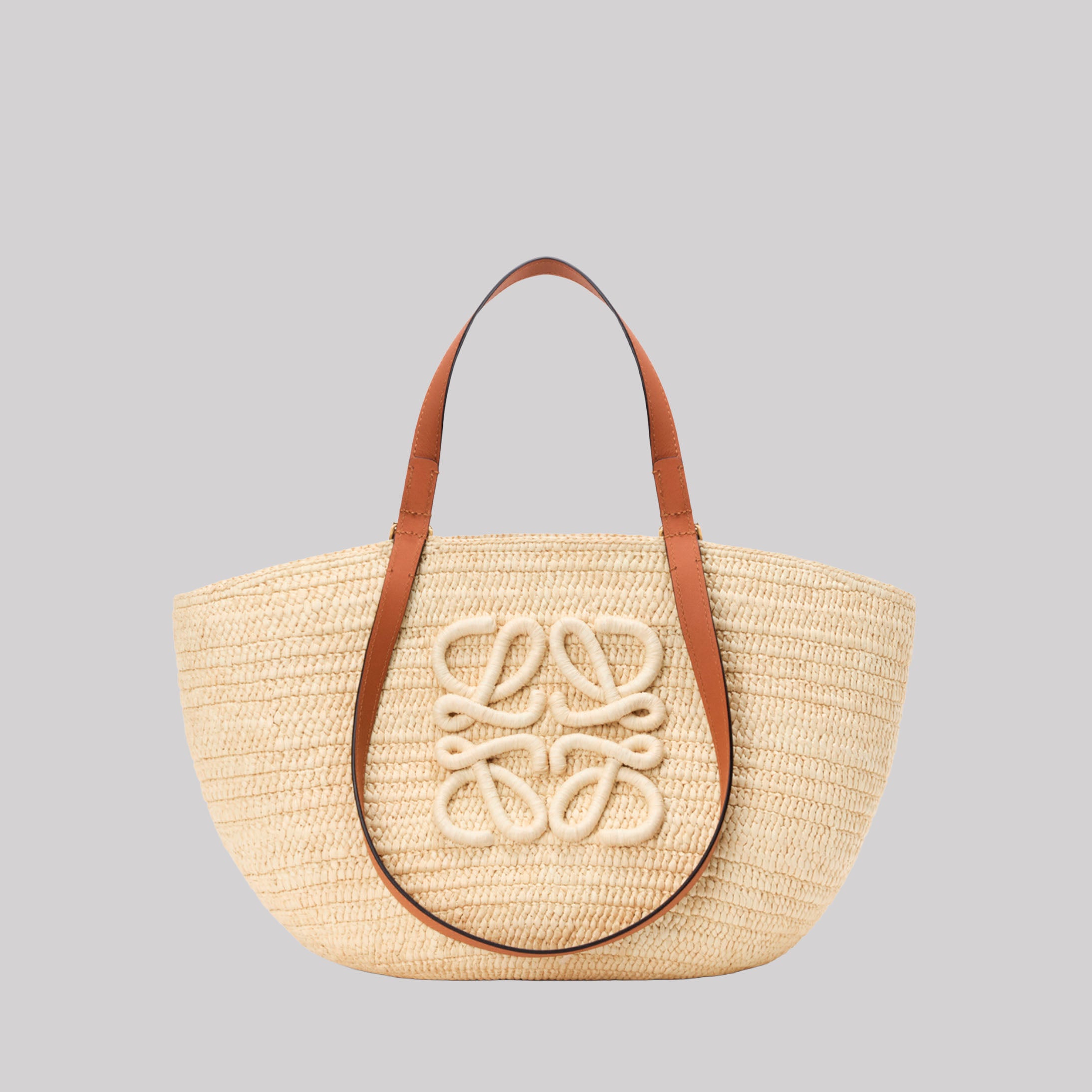 Medium Eclipse Basket In Raffia And Calfskin