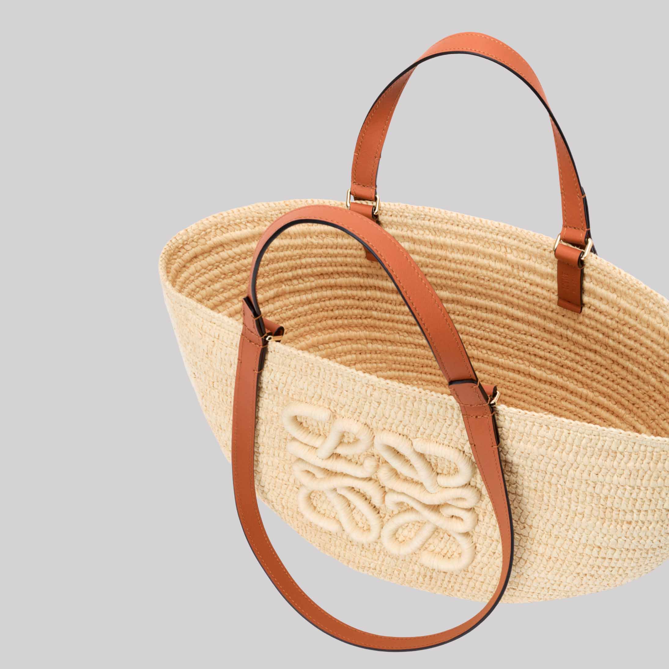 Medium Eclipse Basket In Raffia And Calfskin