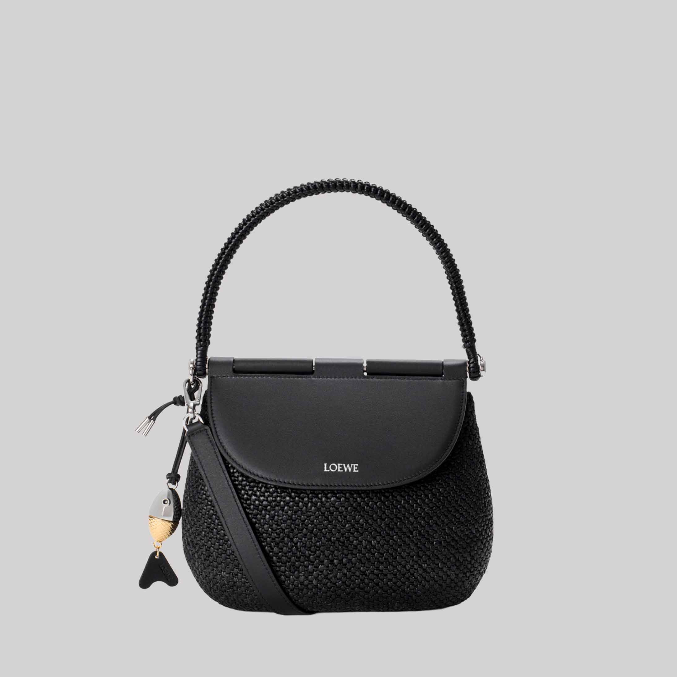 Medium Pescador Bag In Raffia And Calfskin