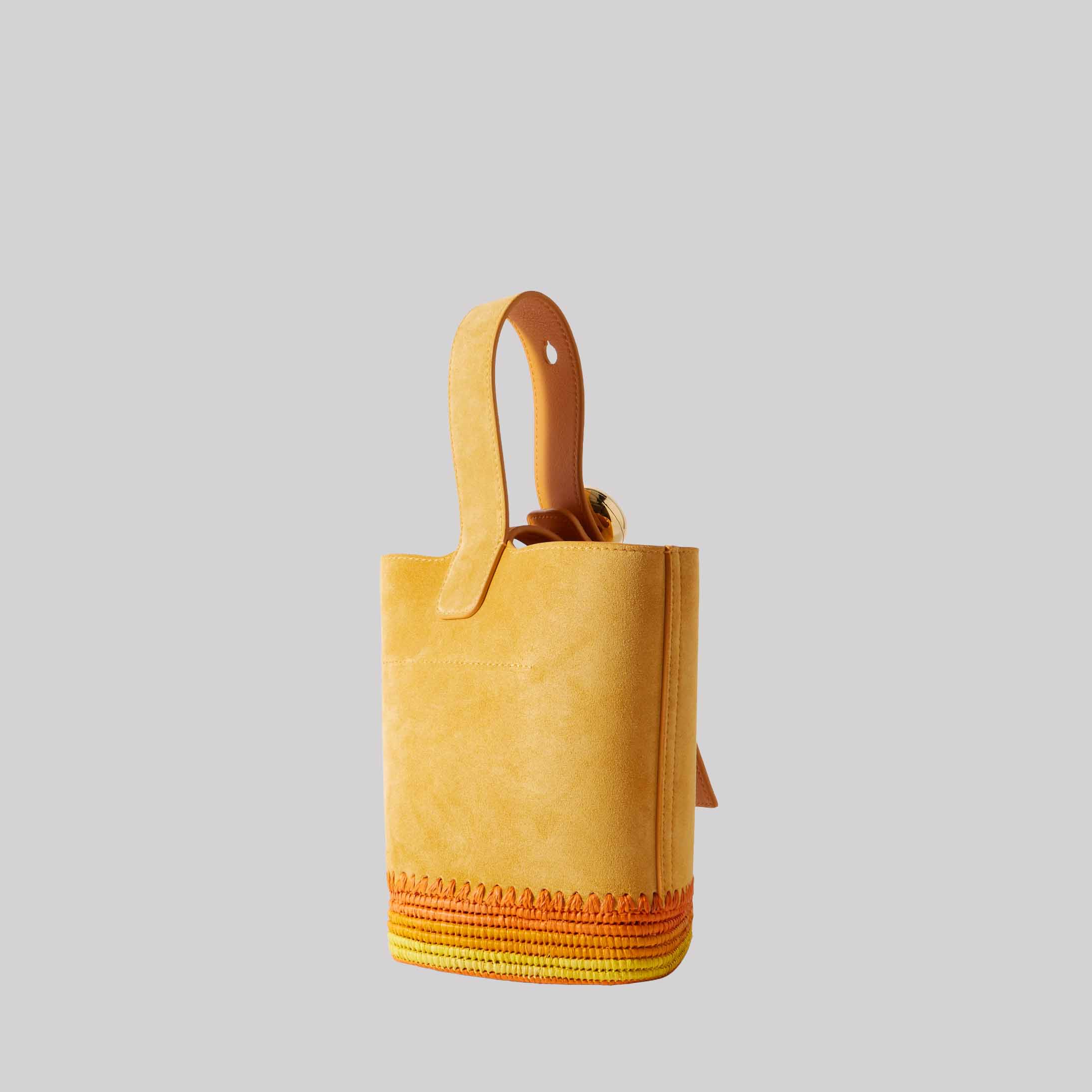 + Paula's Ibiza Pebble Mini Striped Raffia-Trimmed Suede Tote