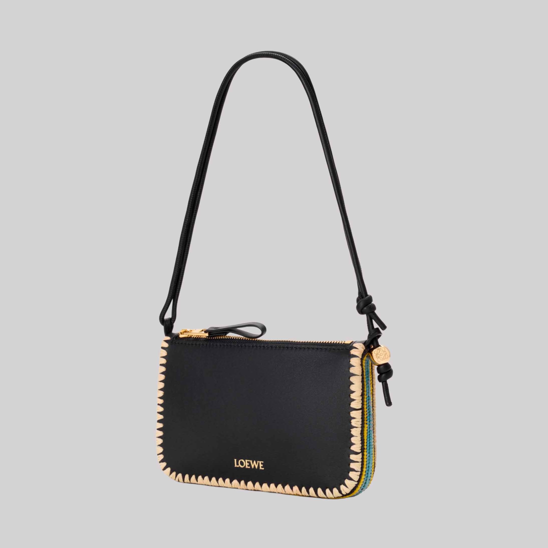Rio Pouch In Classic Calfskin And Raffia