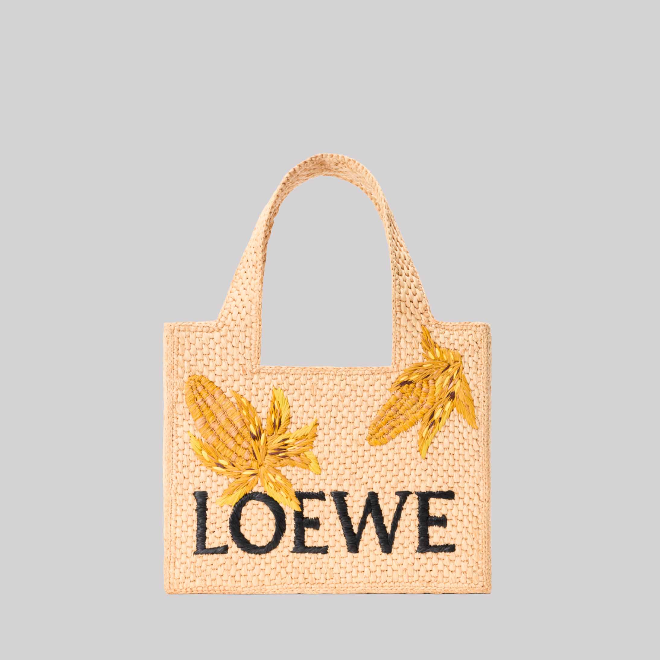 Small Loewe Font Tote In Raffia