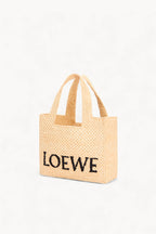 Small LOEWE Font tote in raffia