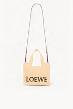 Small LOEWE Font tote in raffia