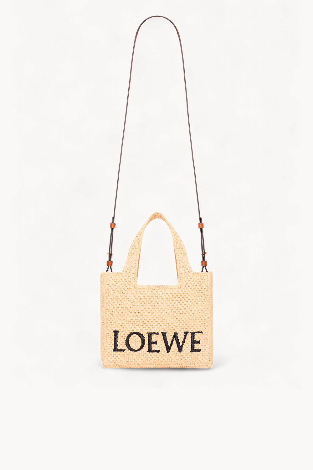 Small LOEWE Font tote in raffia