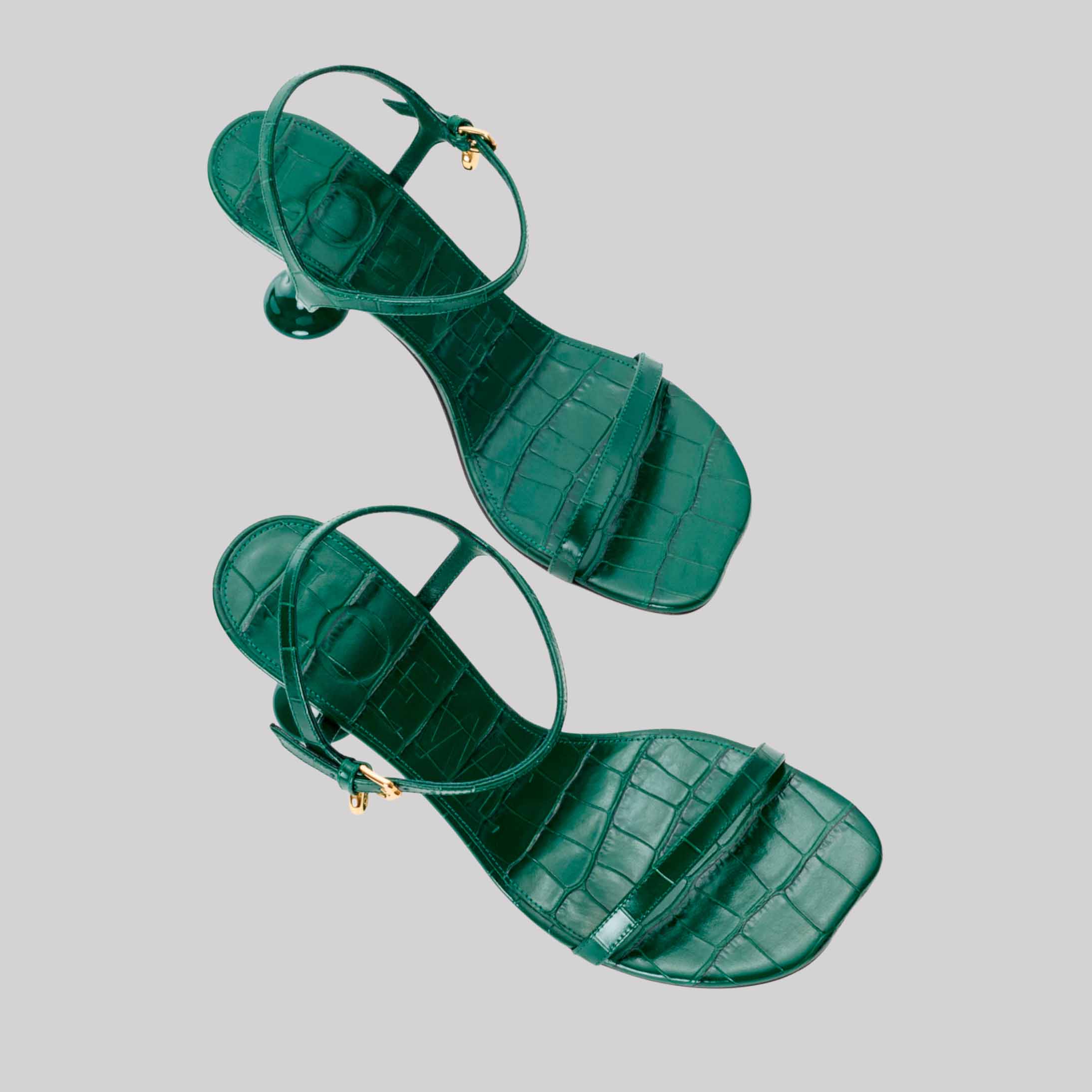 Toy Sandal In Croc-Embossed Calfskin