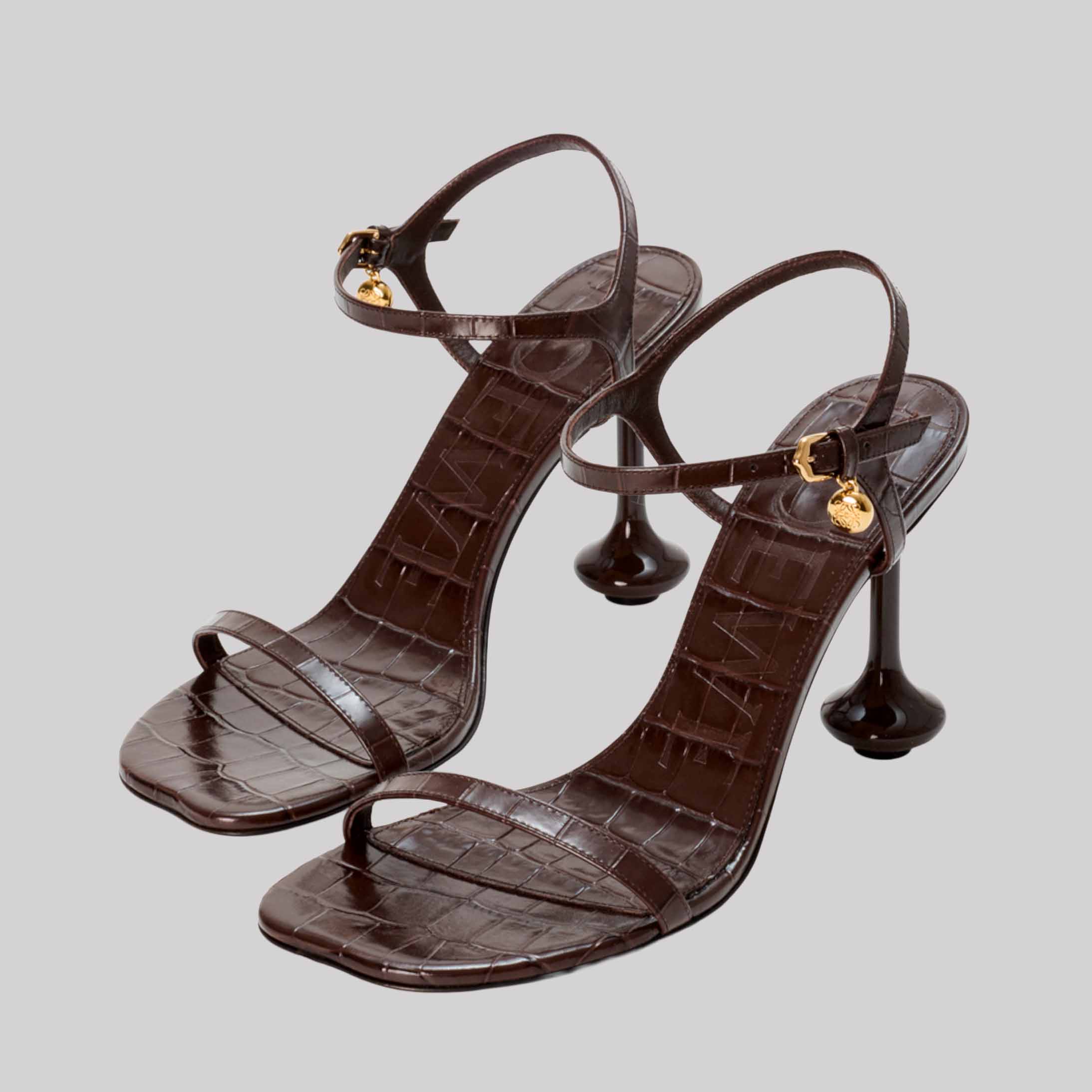 Toy Sandal In Croc-Embossed Calfskin
