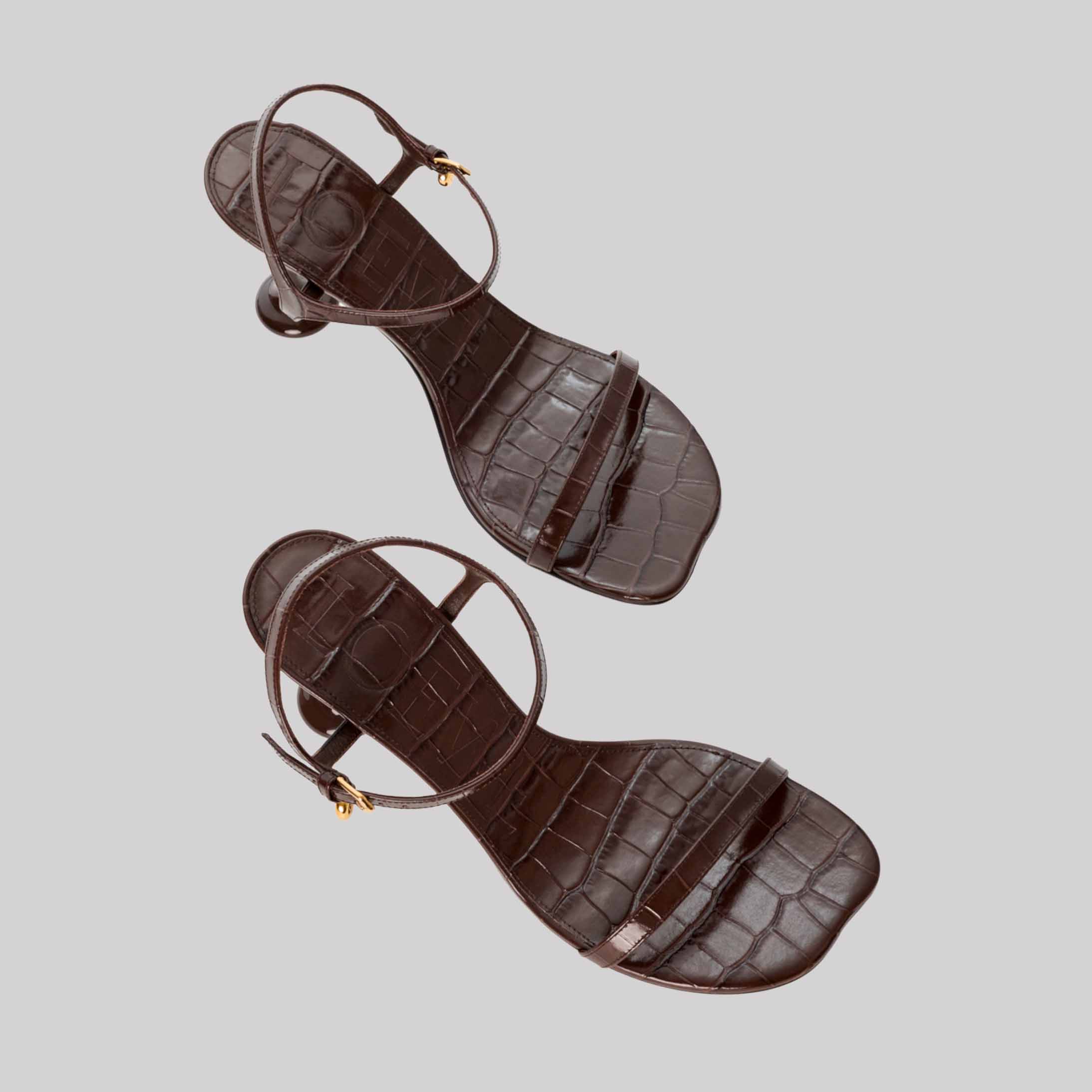 Toy Sandal In Croc-Embossed Calfskin