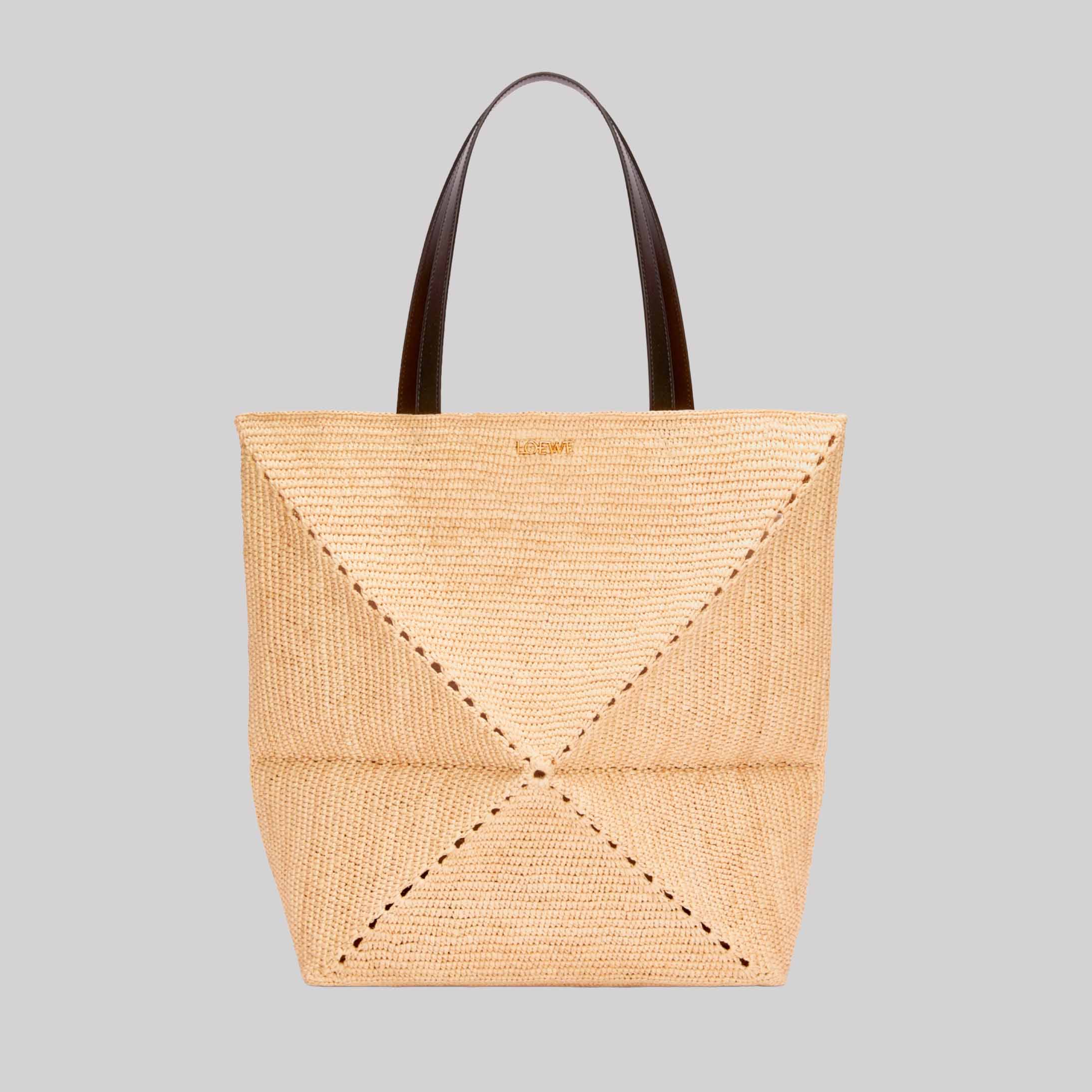XL Puzzle Fold Tote In Raffia