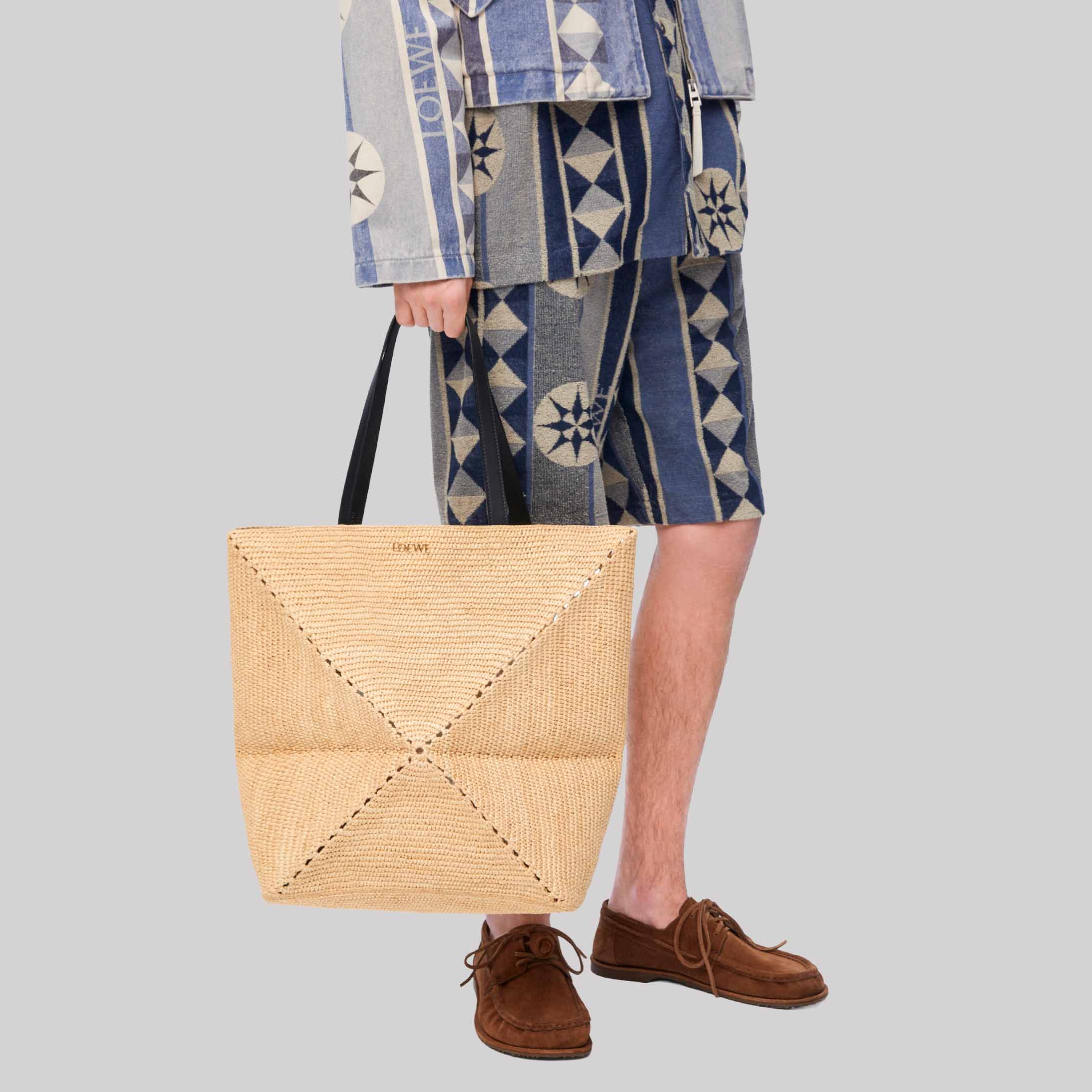 XL Puzzle Fold Tote In Raffia