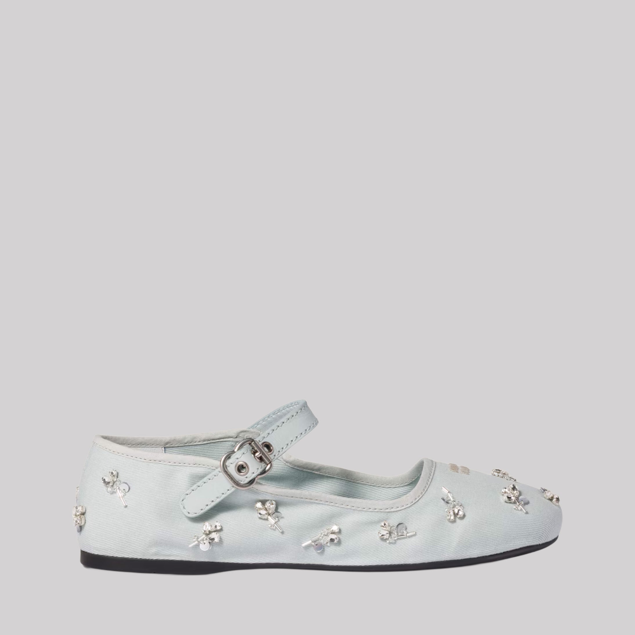 Embroidered Drill Ballerinas