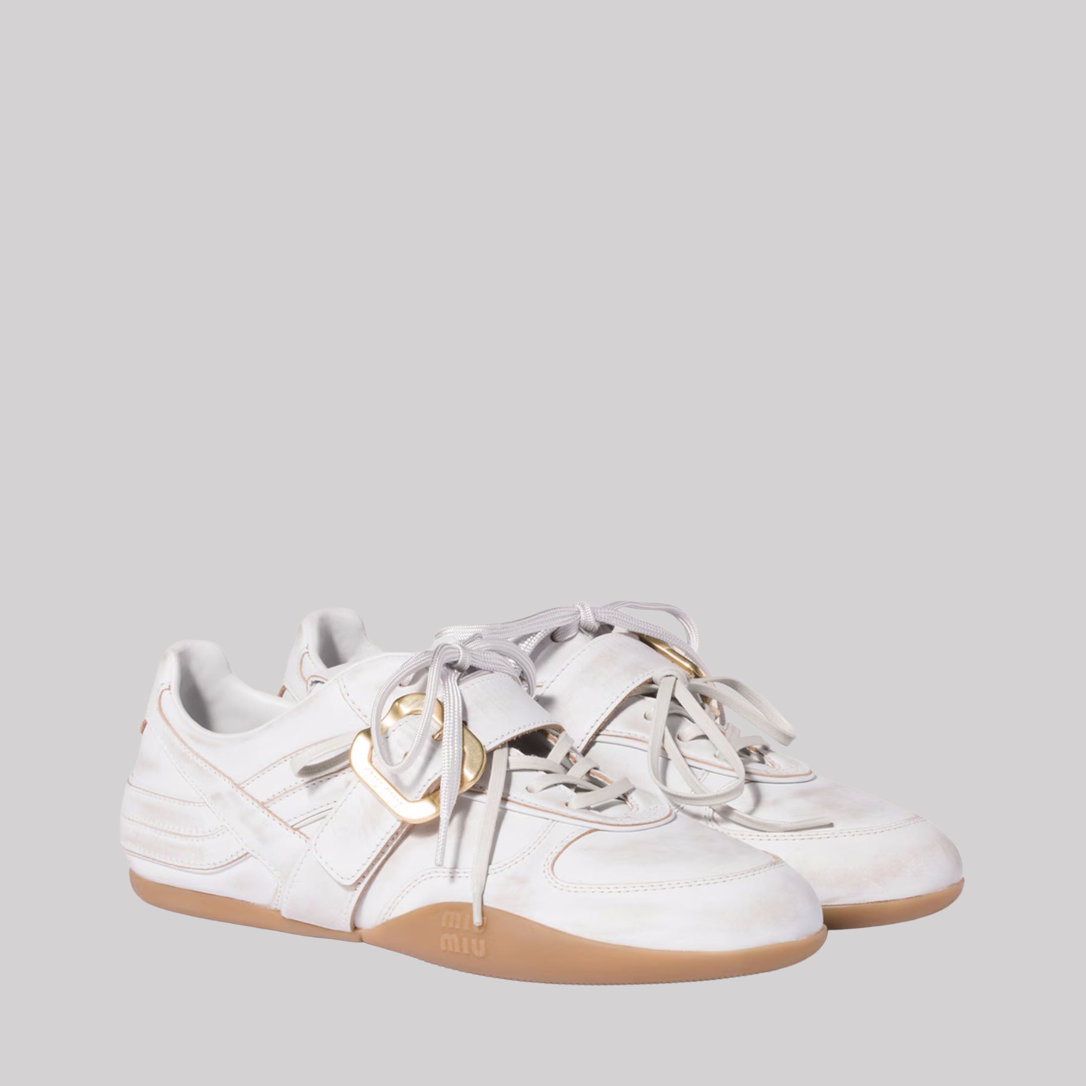 Gymnasium Leather Sneakers With Strap And Buckle