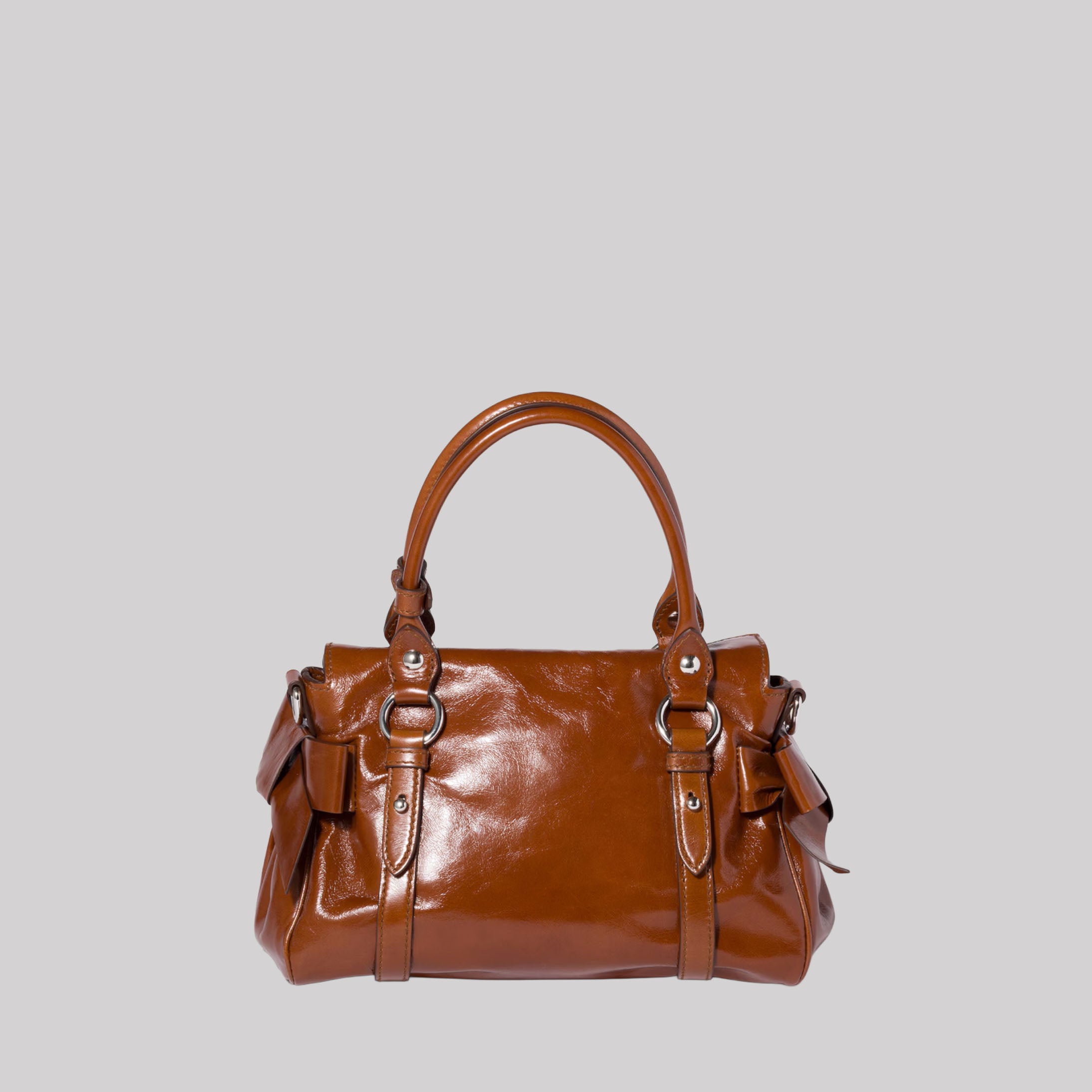 Shiny Leather Top-Handle Bag