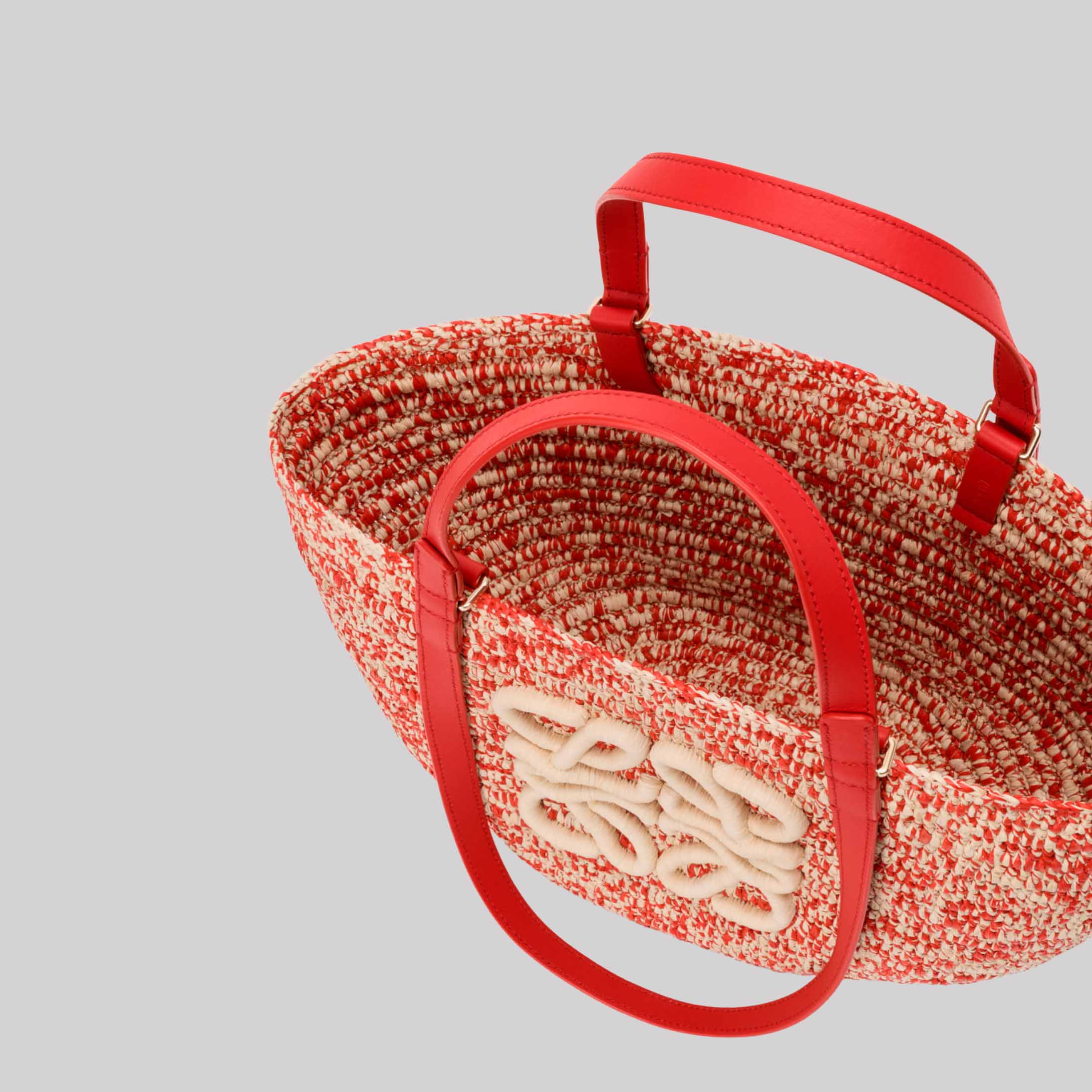 Medium Eclipse Basket In Raffia And Calfskin
