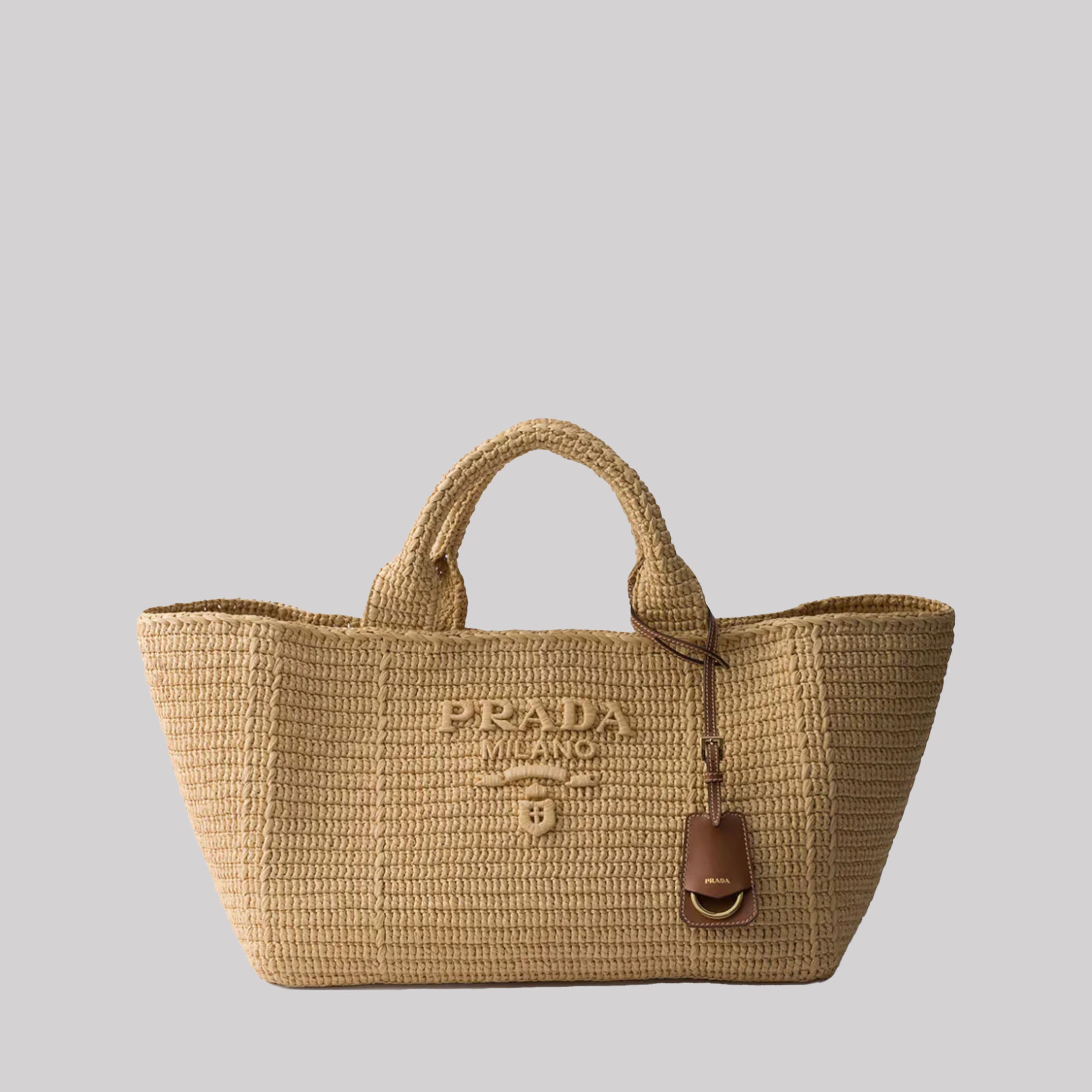 Large Crochet Tote Bag With Leather Details