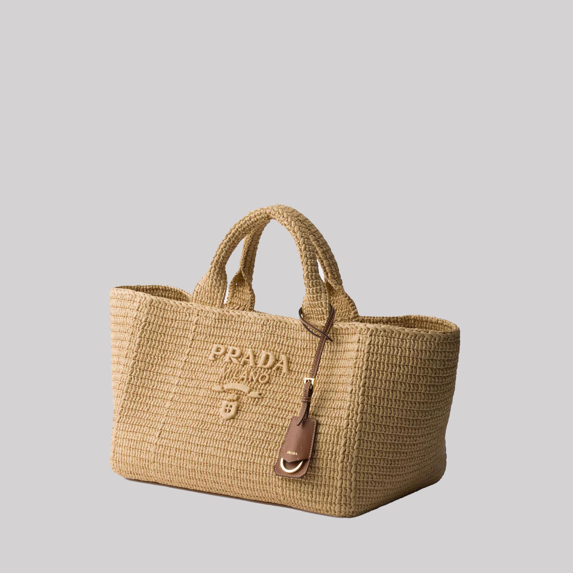 Large Crochet Tote Bag With Leather Details