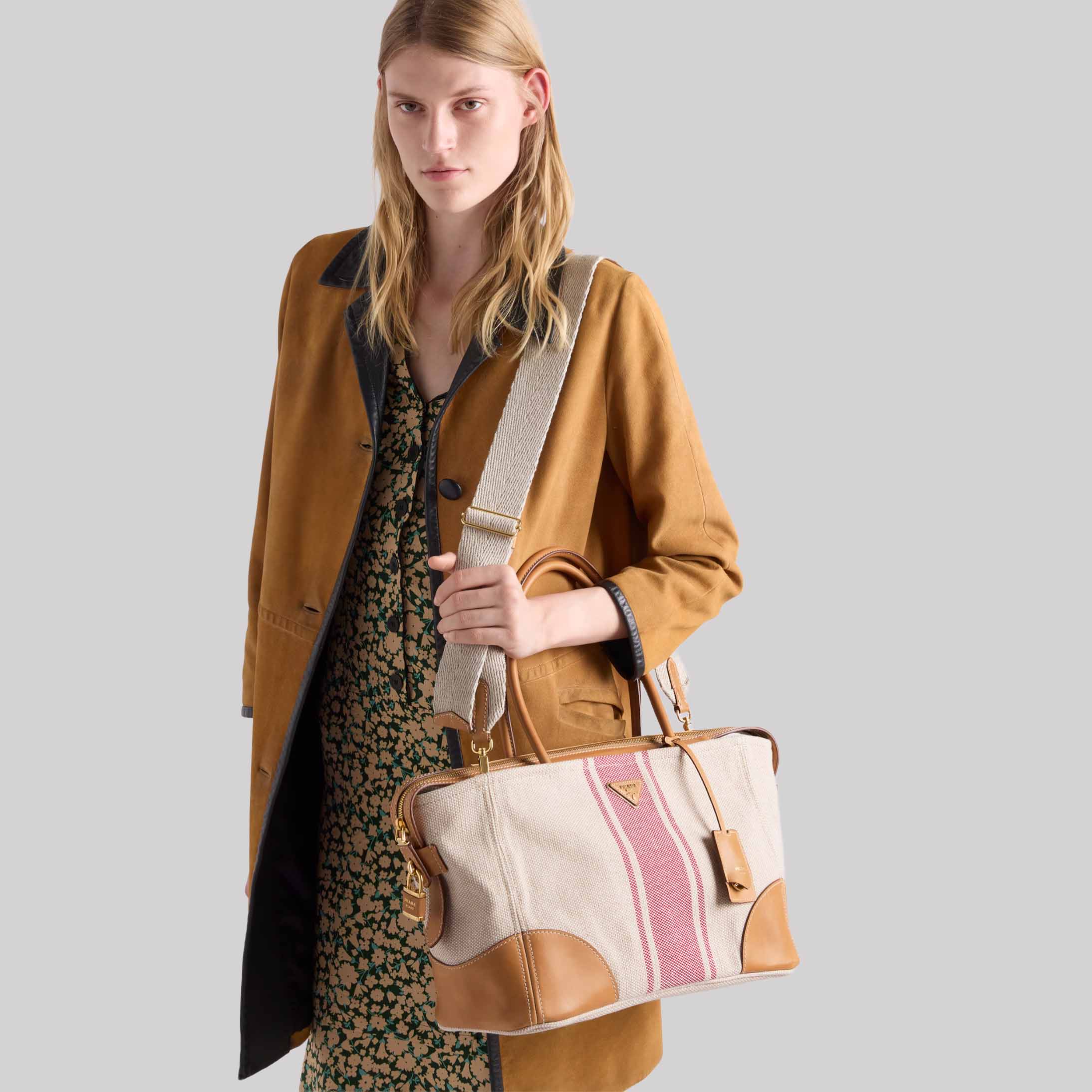 Large Canvas And Leather Tote Bag