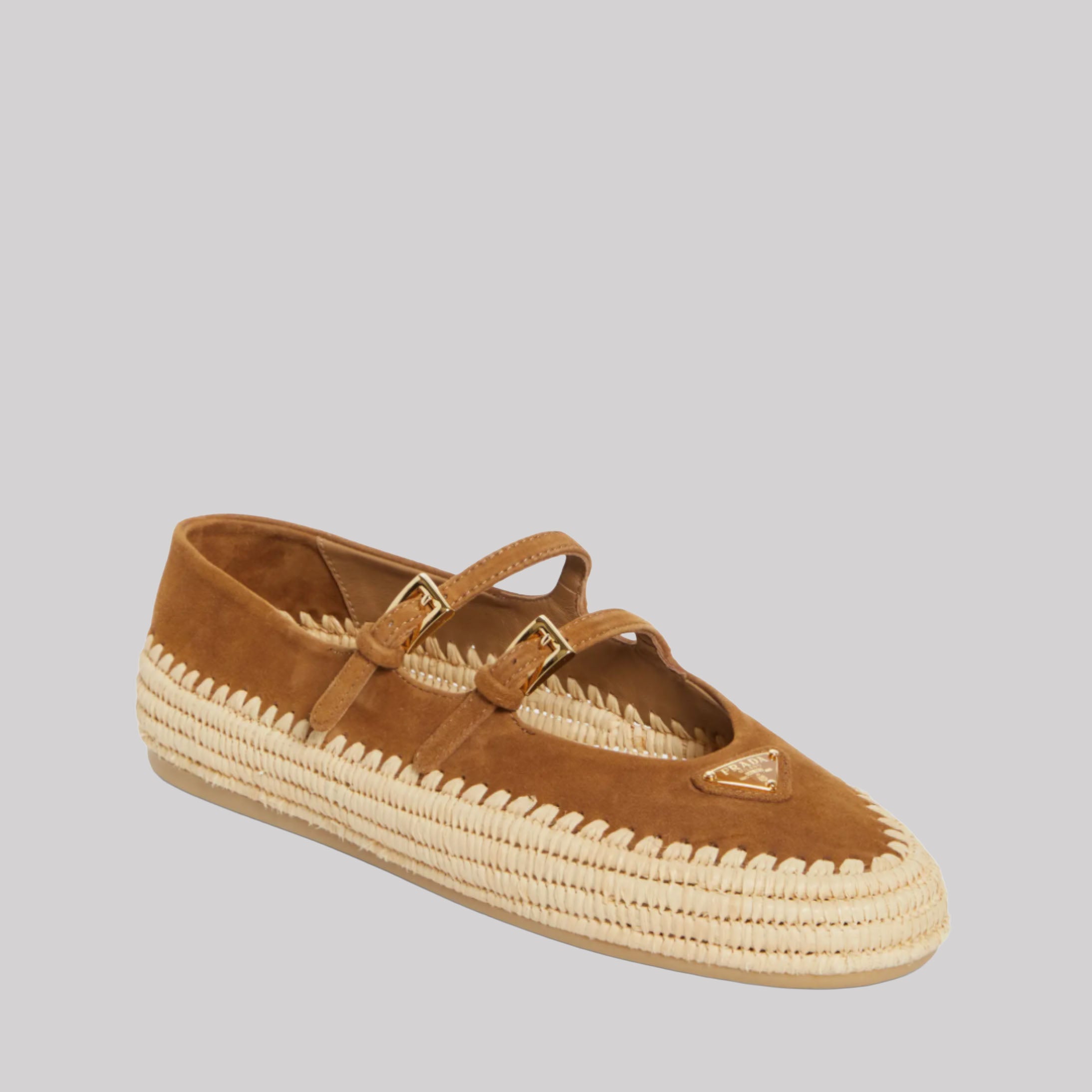 Raffia Double Strap Mary Jane Flat