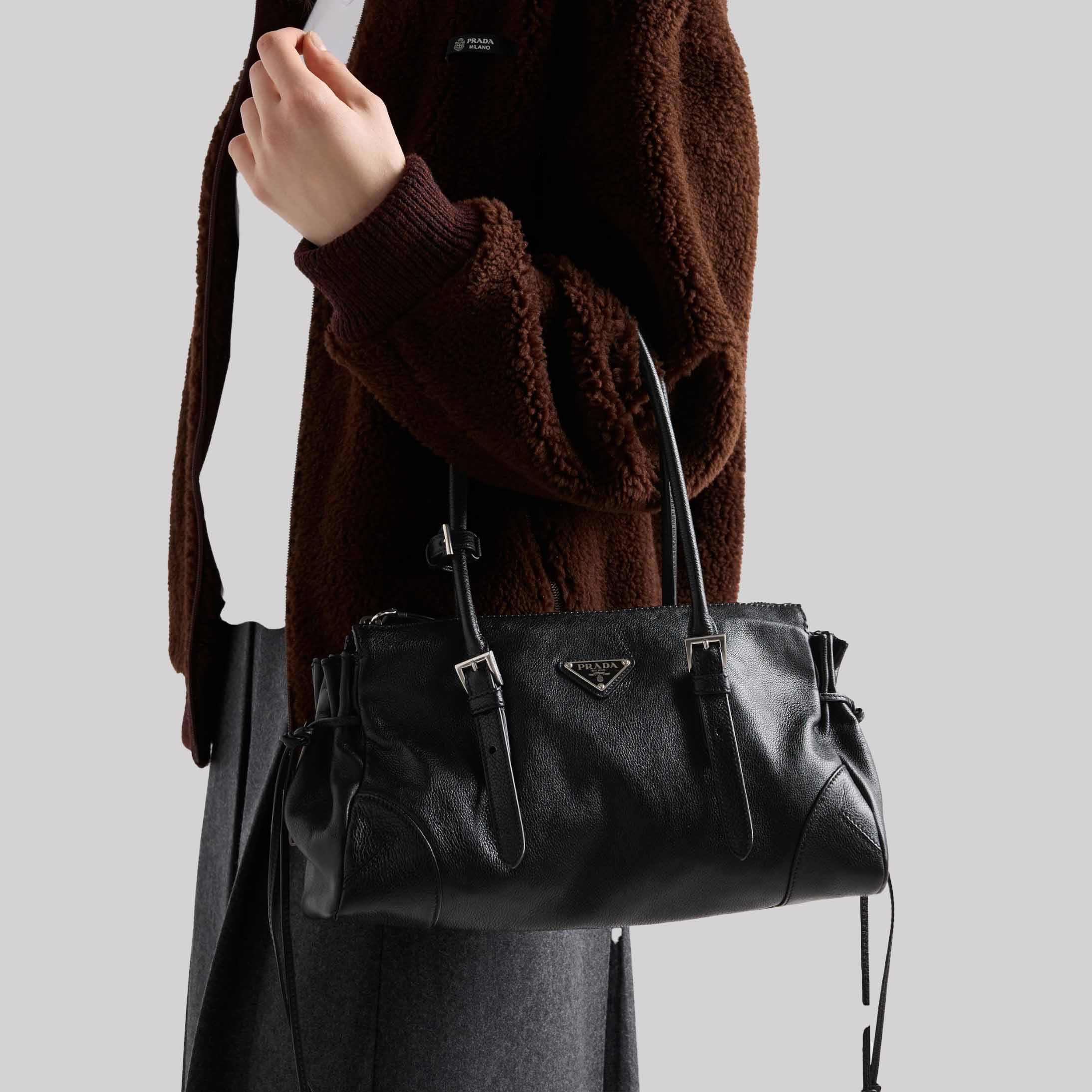 Prada Bonnie Medium Antiqued Leather Tote Bag