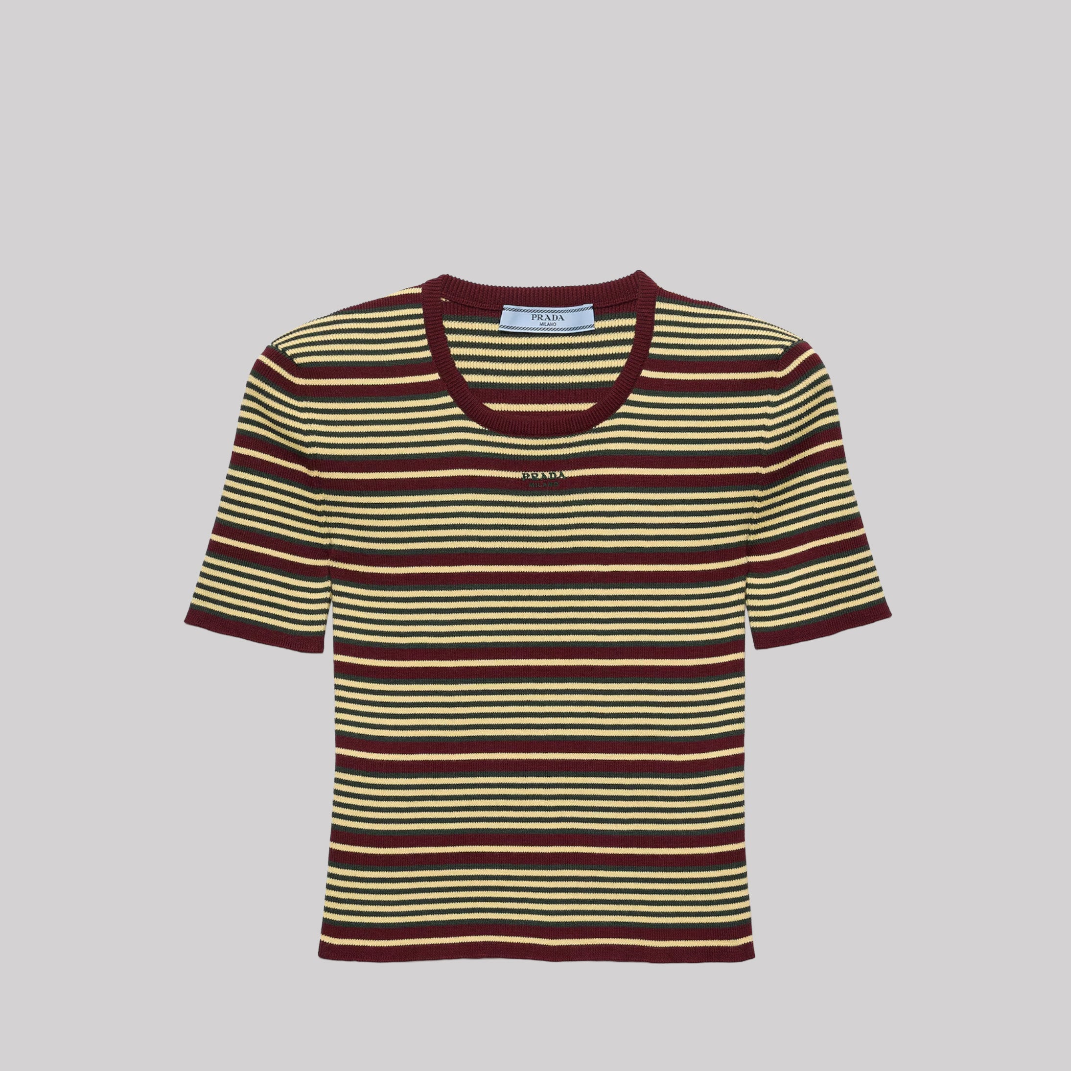 Short-Sleeved Striped Cotton Sweater