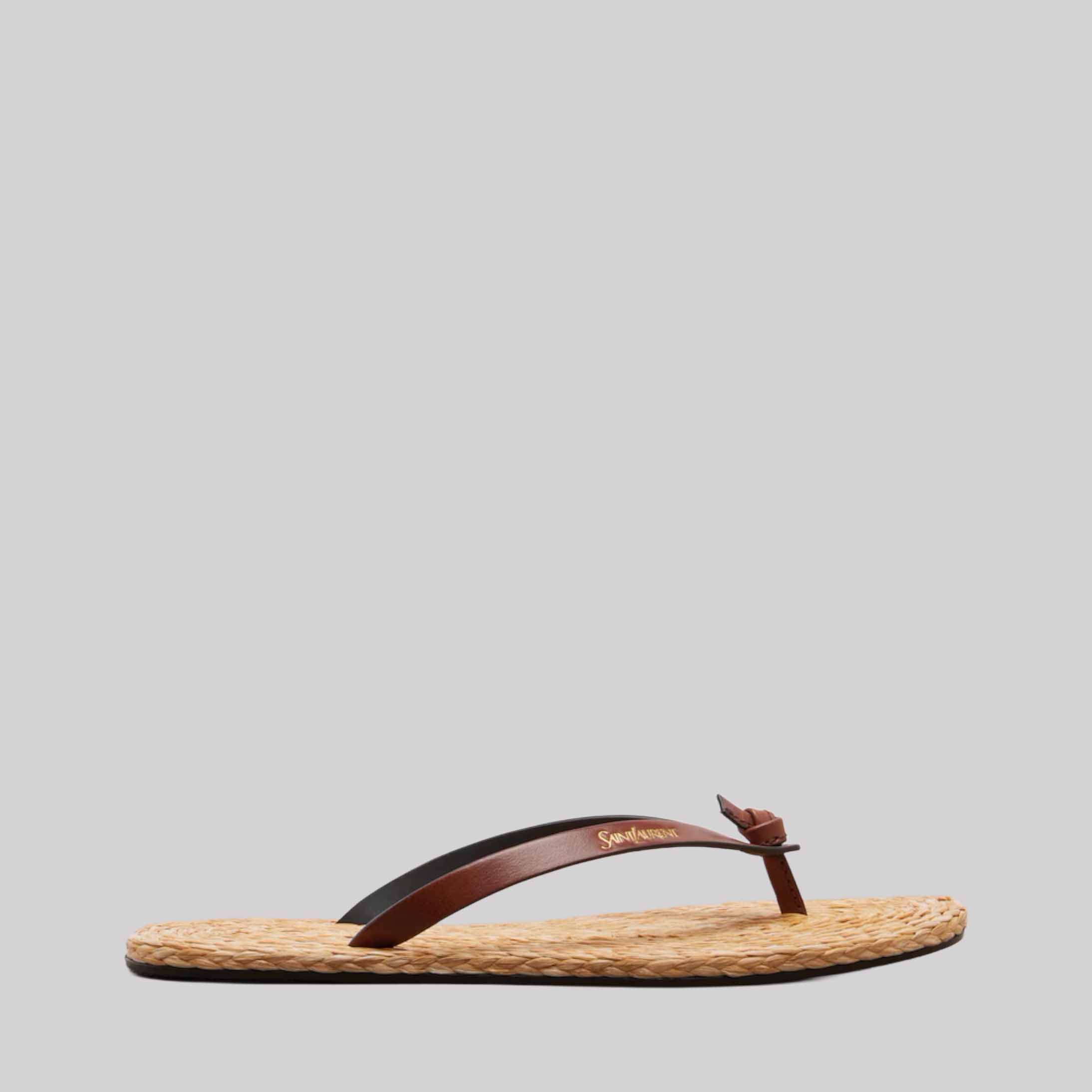 Pool Leather-Trimmed Thong Sandals