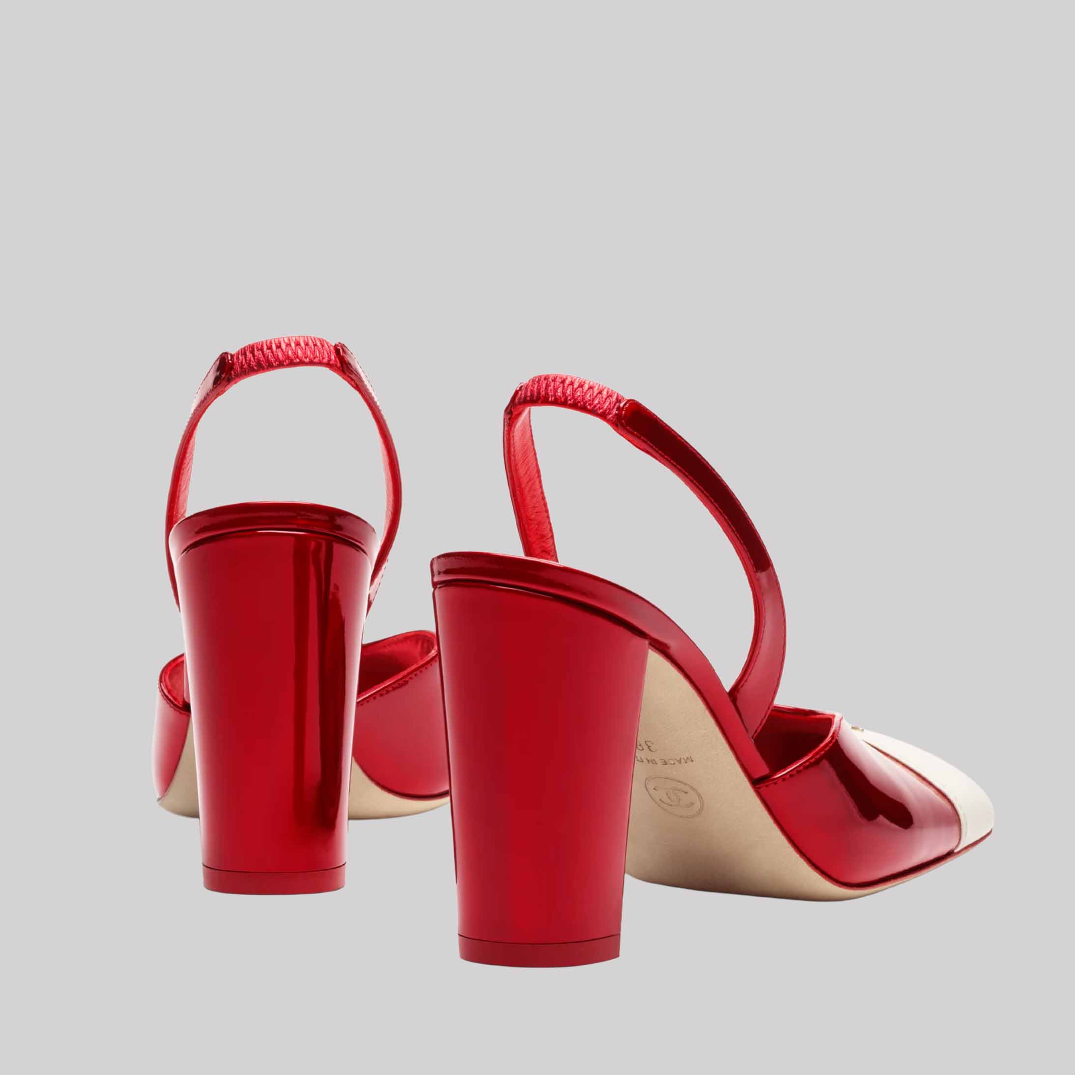Slingbacks Heels Square Leather Toe