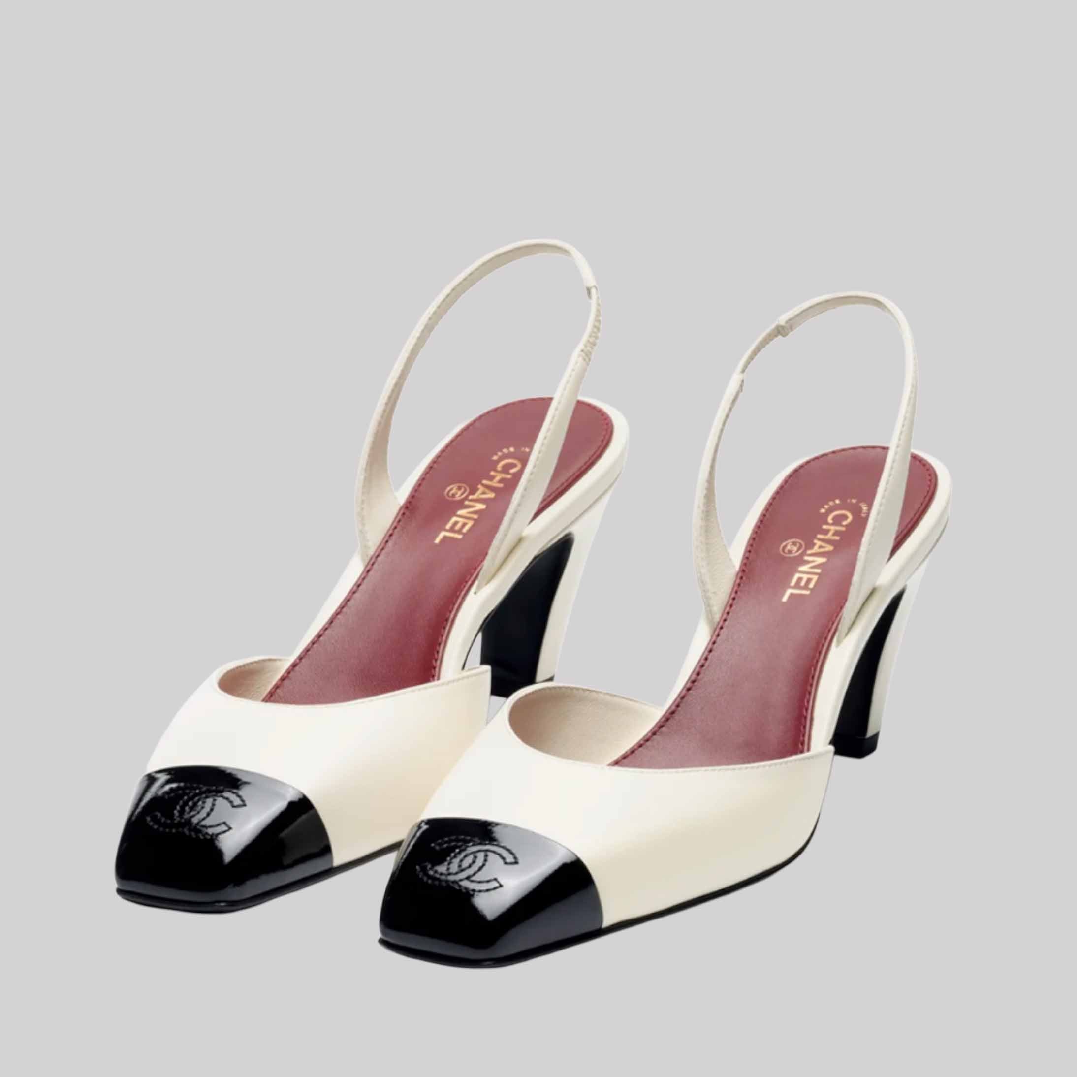 Slingback Lambskin And Veal Skin With Patent Leather
