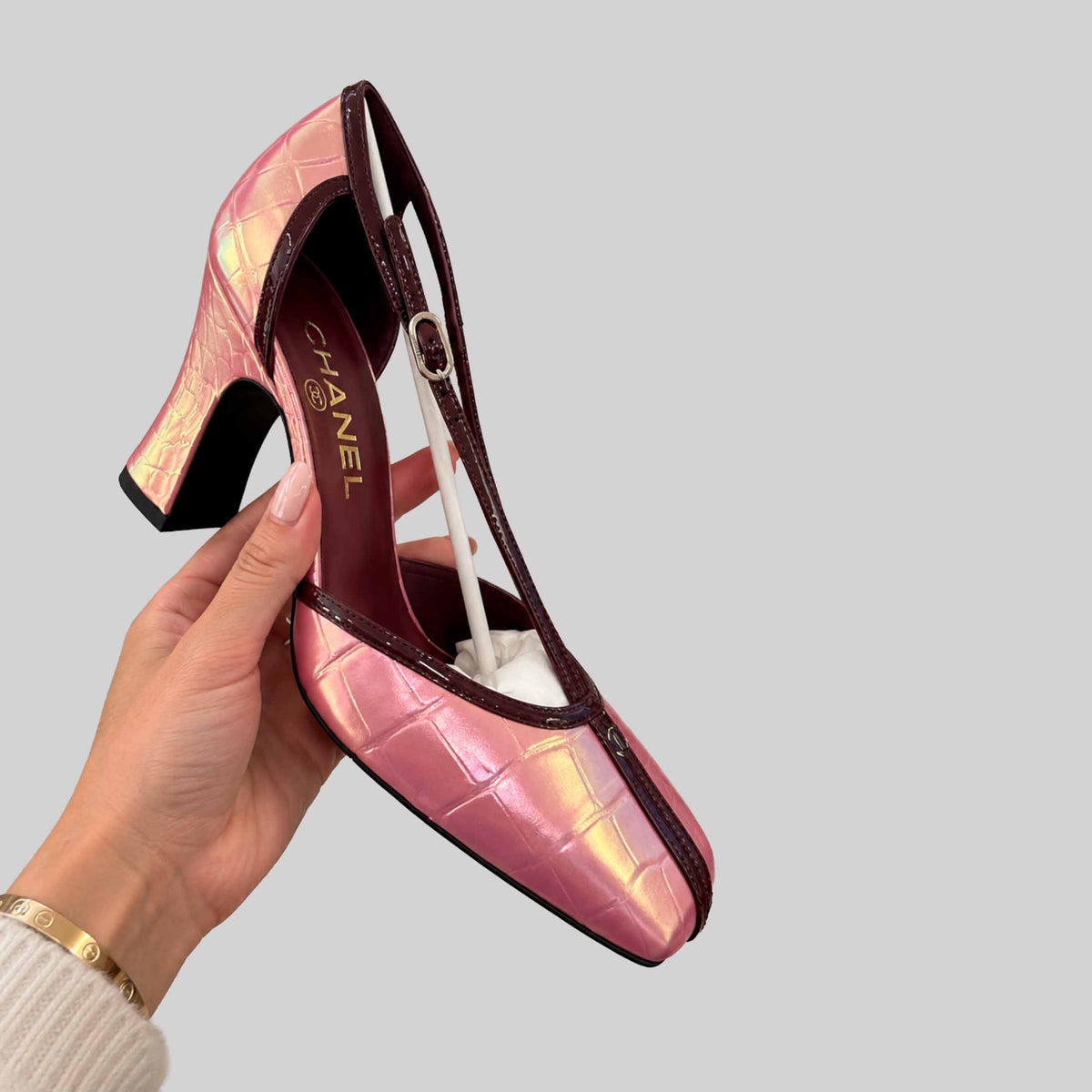 Mary Janes Crocodile Embossed Iridescent